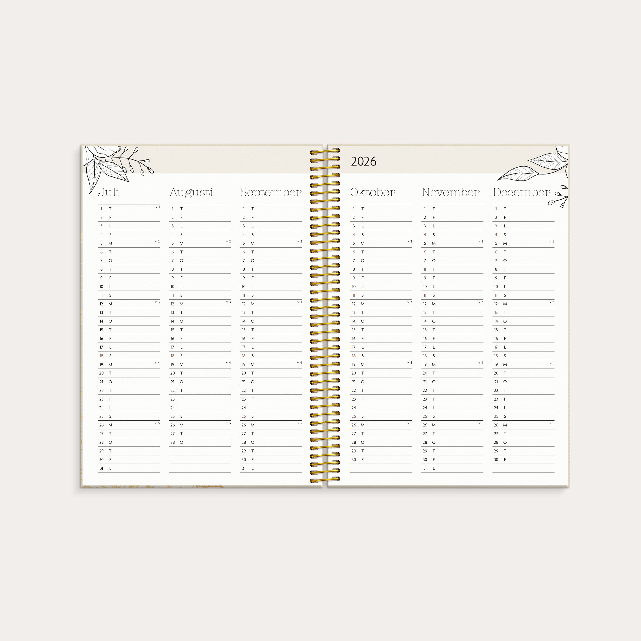 Kalender 2026 Life Planner Bloom