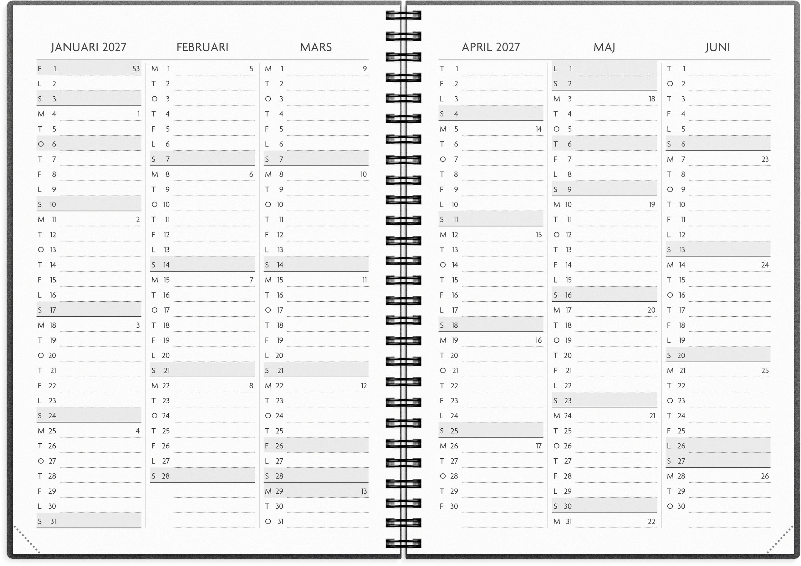 Kalender Få det gjort 2027 svart