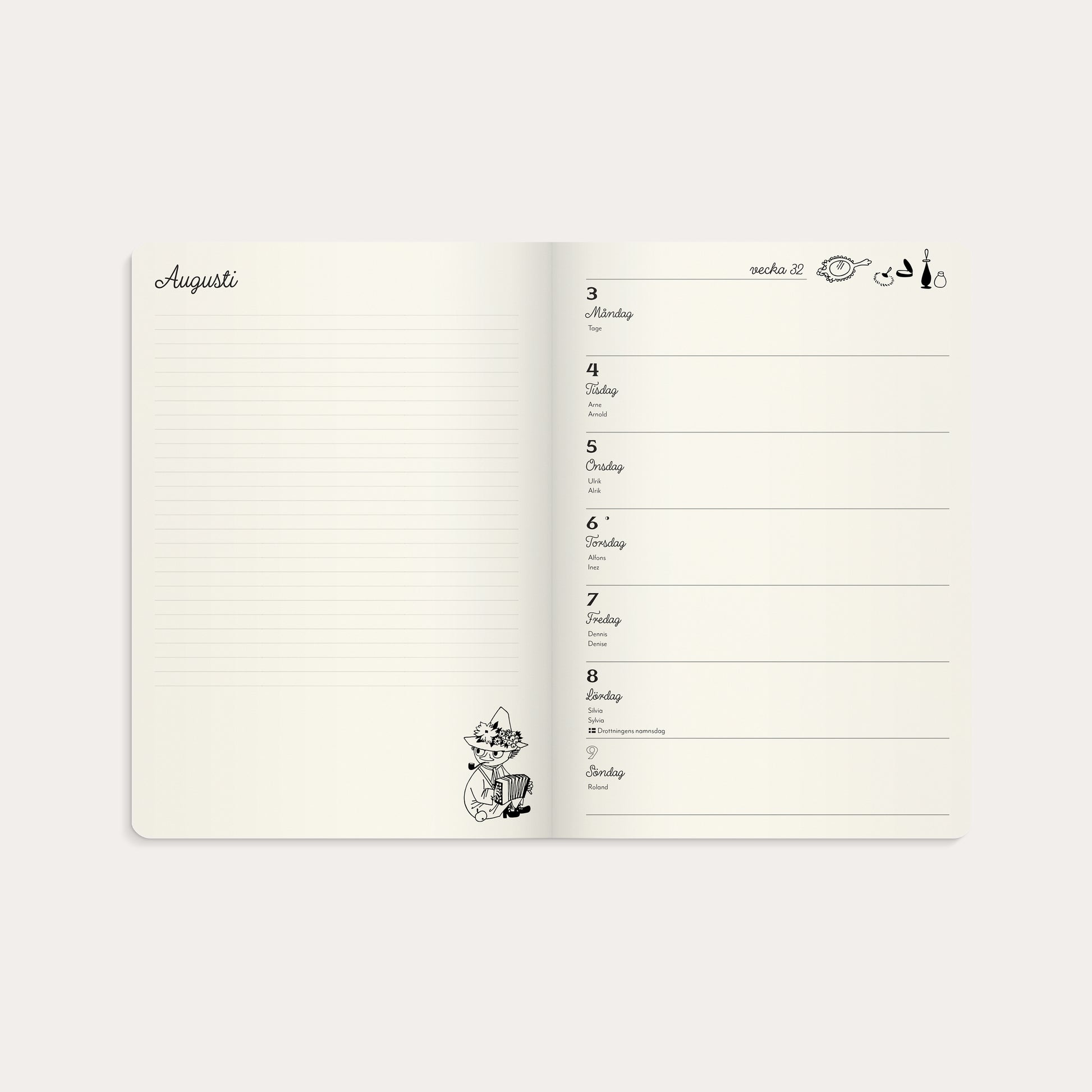 Kalender Mumin A5 2026 – detail view