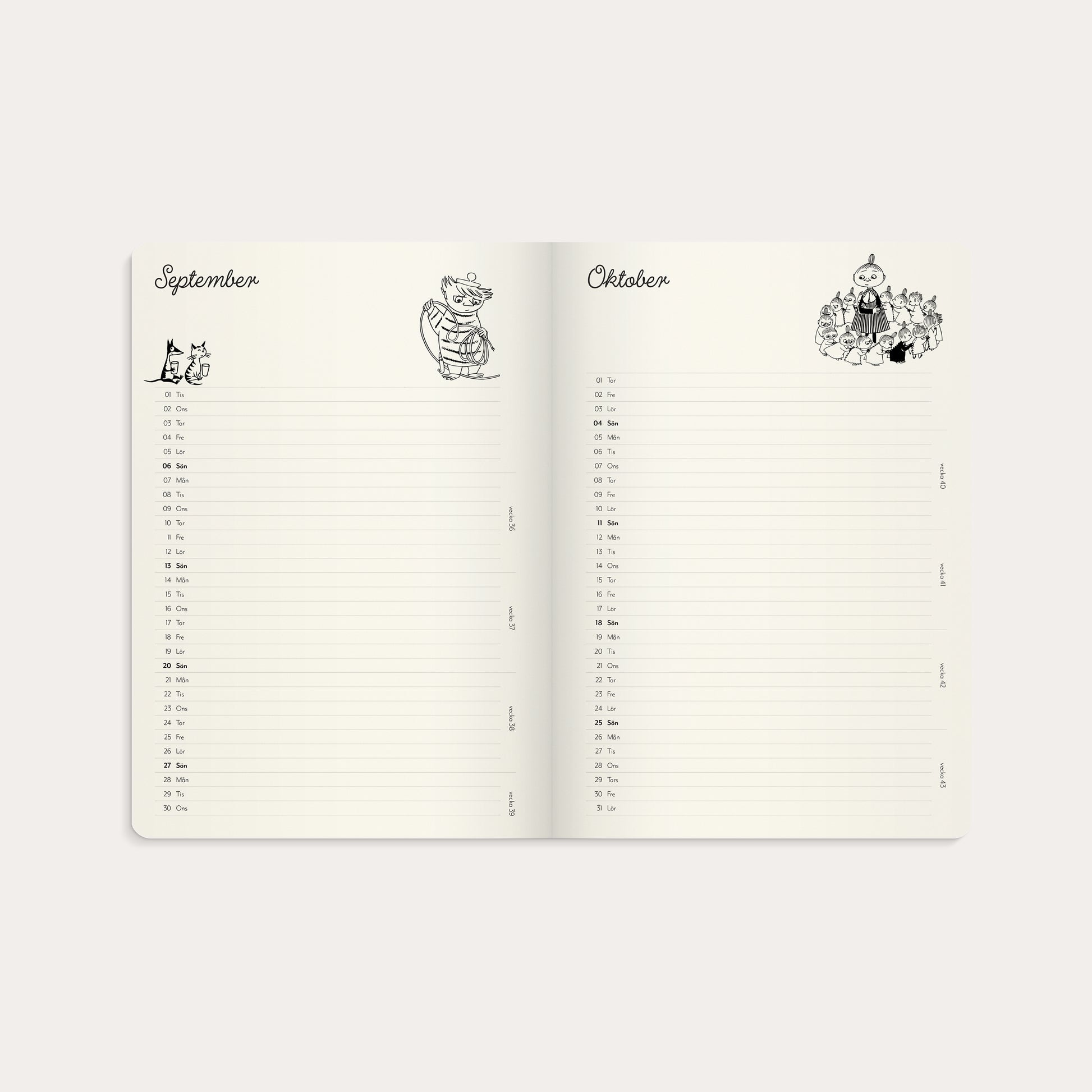 Kalender Mumin A5 2026 – detail view