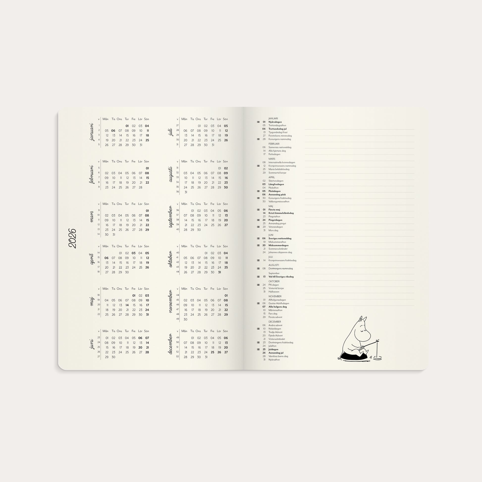 Kalender Mumin A5 2026 – detail view