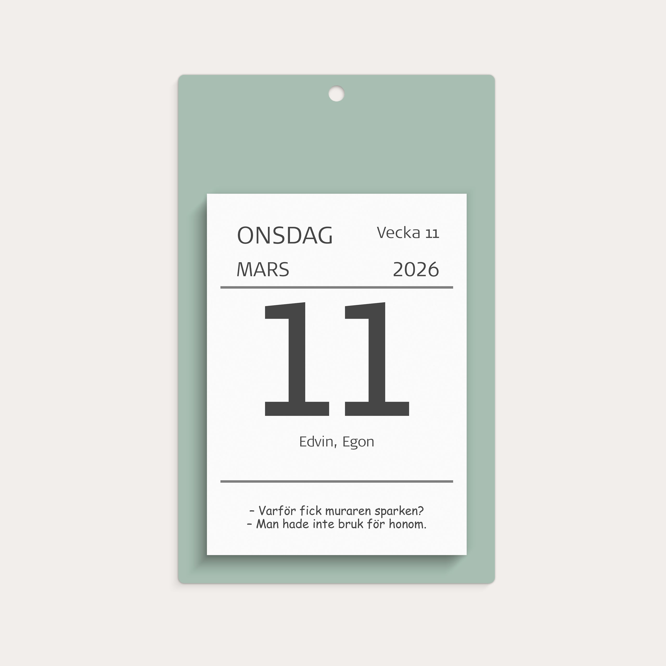 Kalender 2026 Väggplån med dagblock Humor
