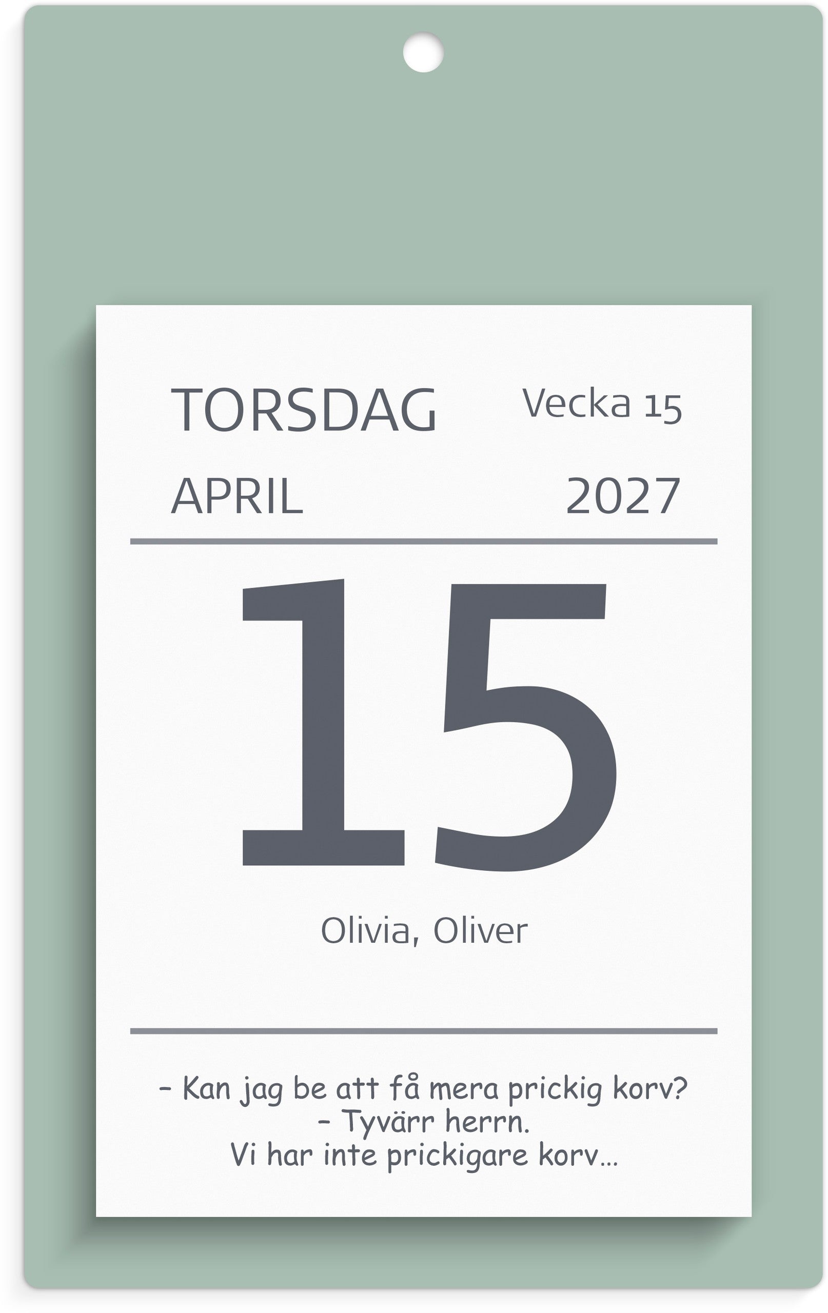 Väggplån med dagblock 2027 Humor