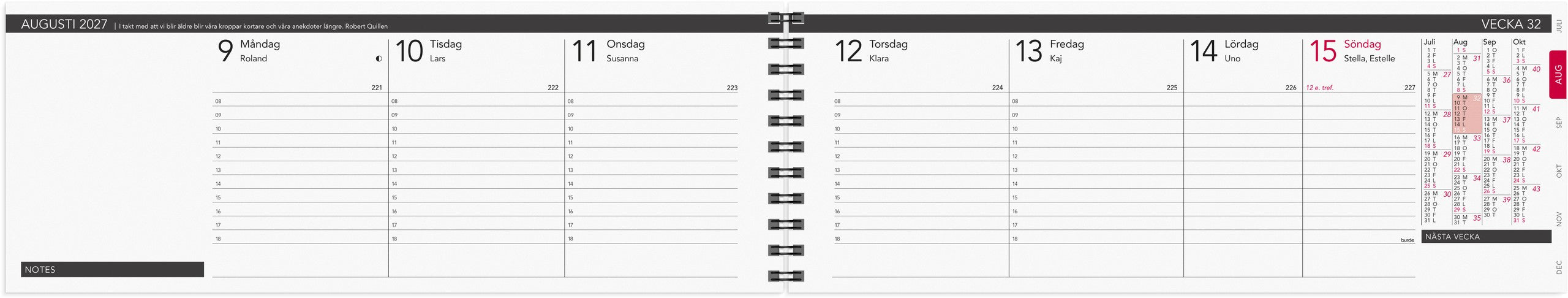 Stor Plankalender Elegant 2027