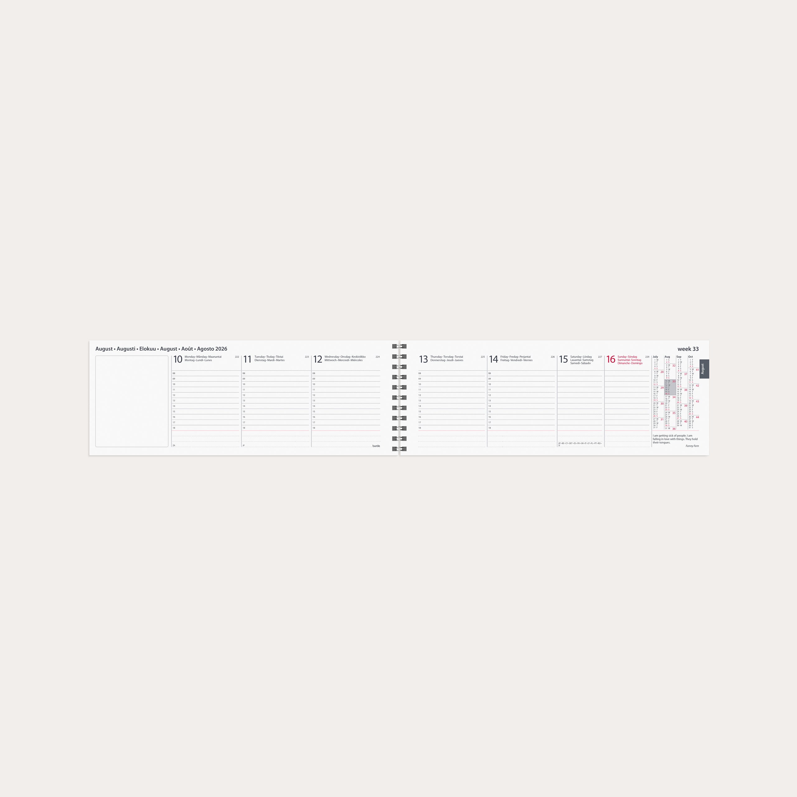 Kalender 2026 Desk calendar Europe