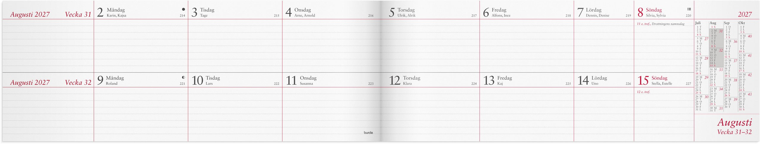 Tvåveckors Plankalender 2027