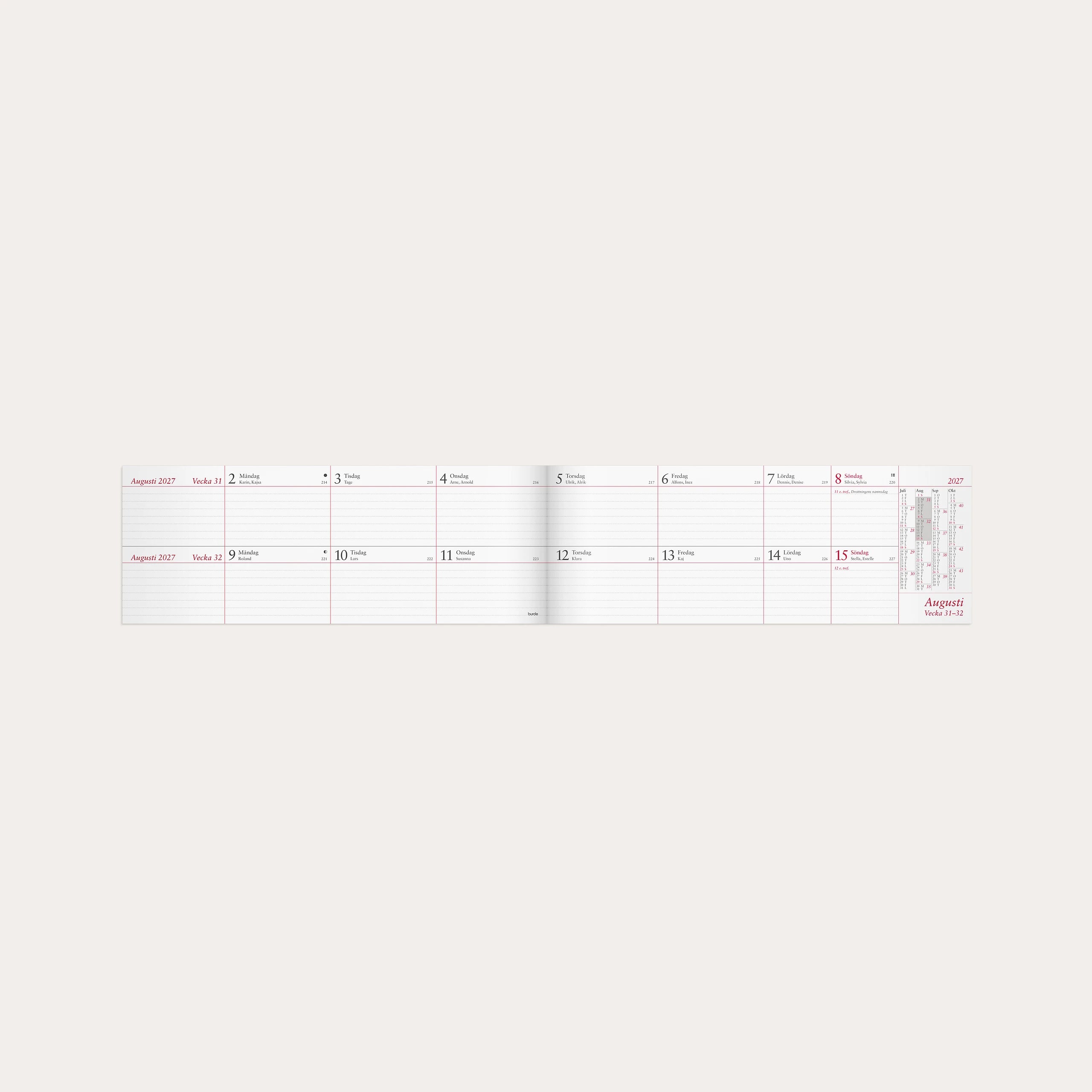 Tvåveckors Plankalender 2027
