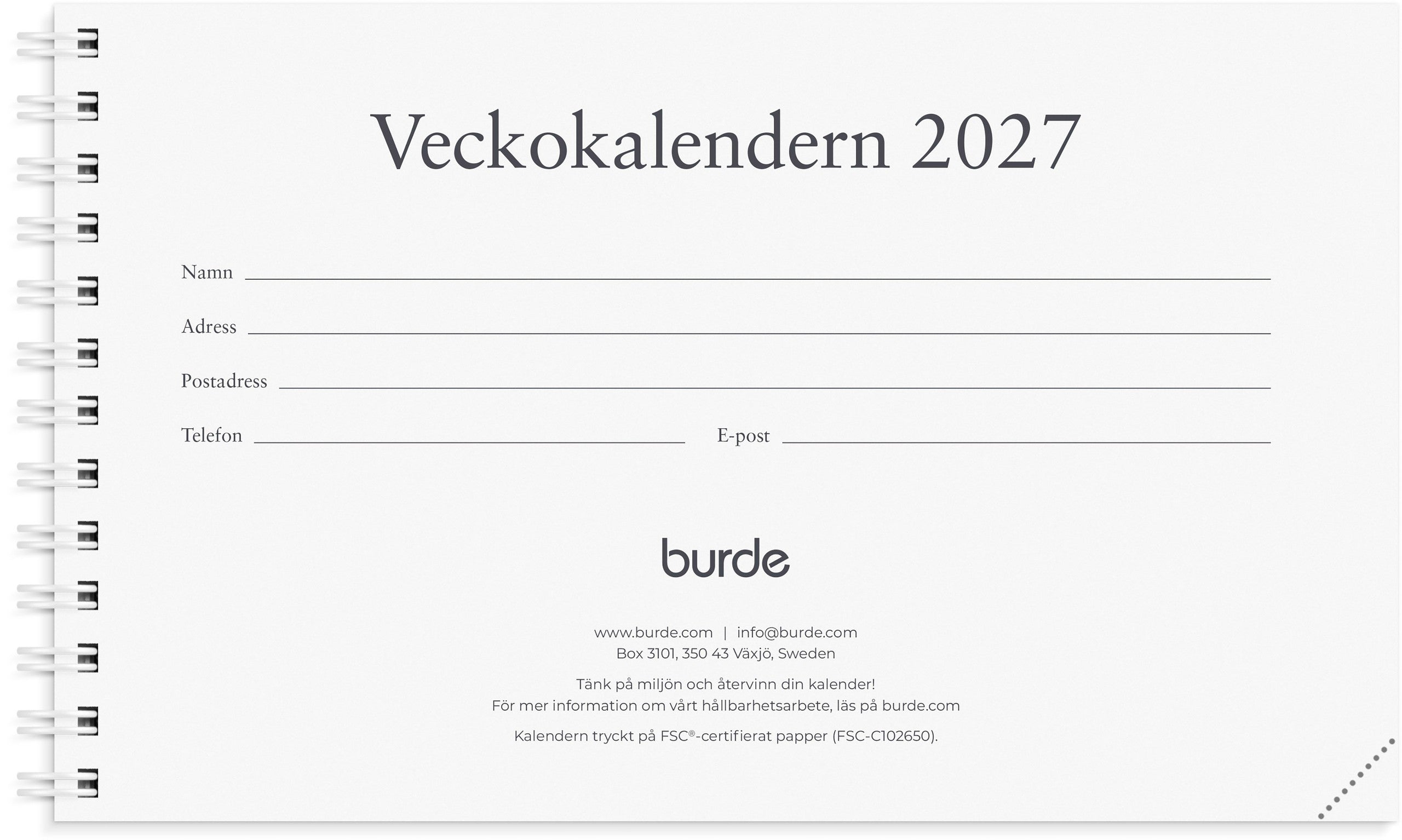 Veckokalendern 2027 refill