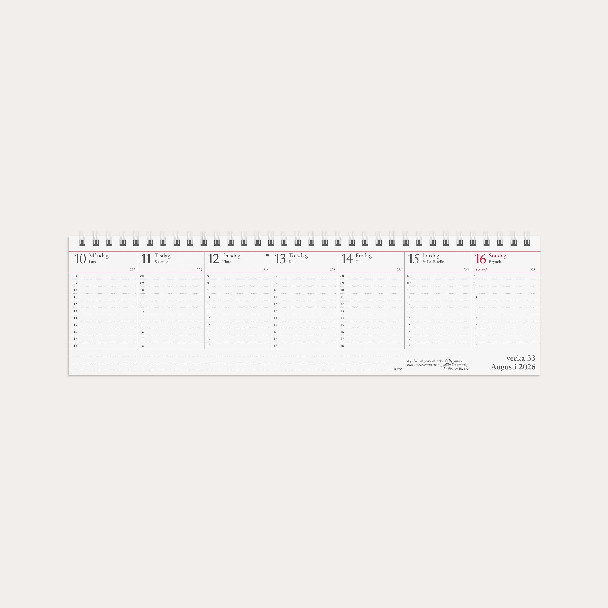 Kalender 2026 Veckoalmanackan