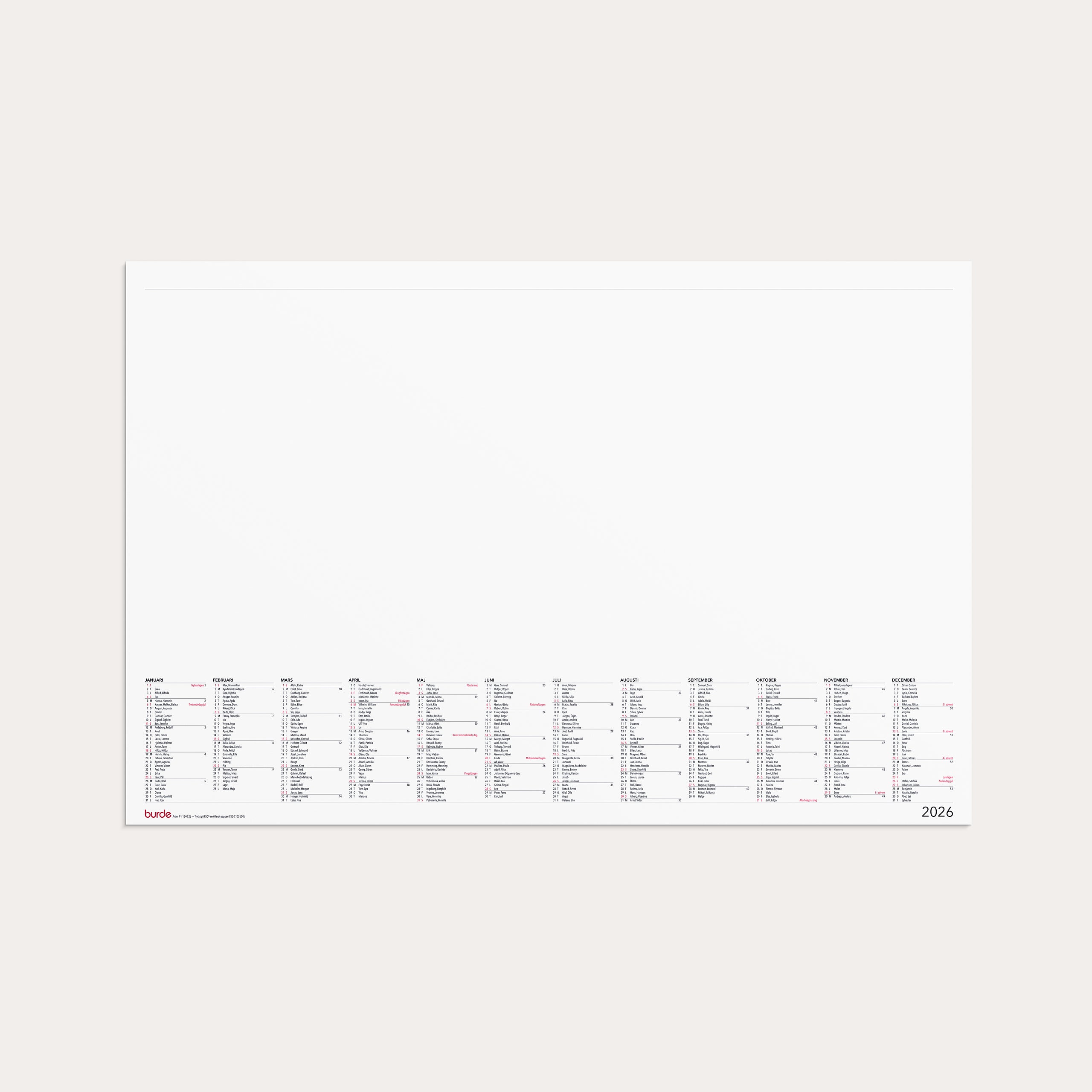 Kalender Skrivunderlägg Elegant 2026