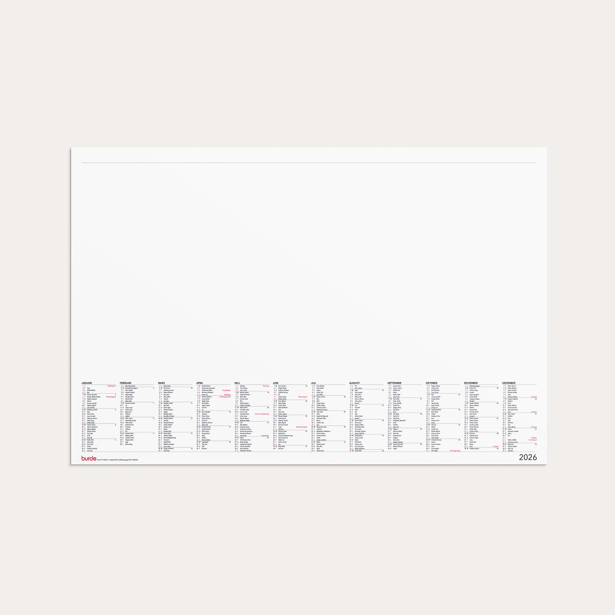 Kalender 2026 Skrivunderlägg Elegant