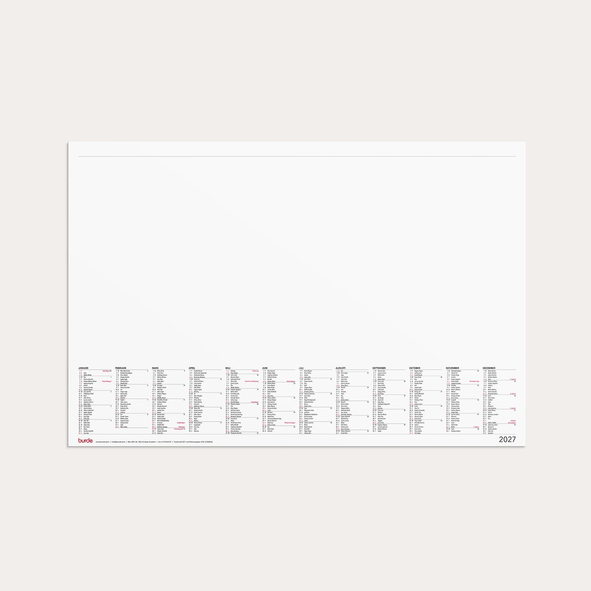 Kalender Skrivunderlägg Elegant 2027