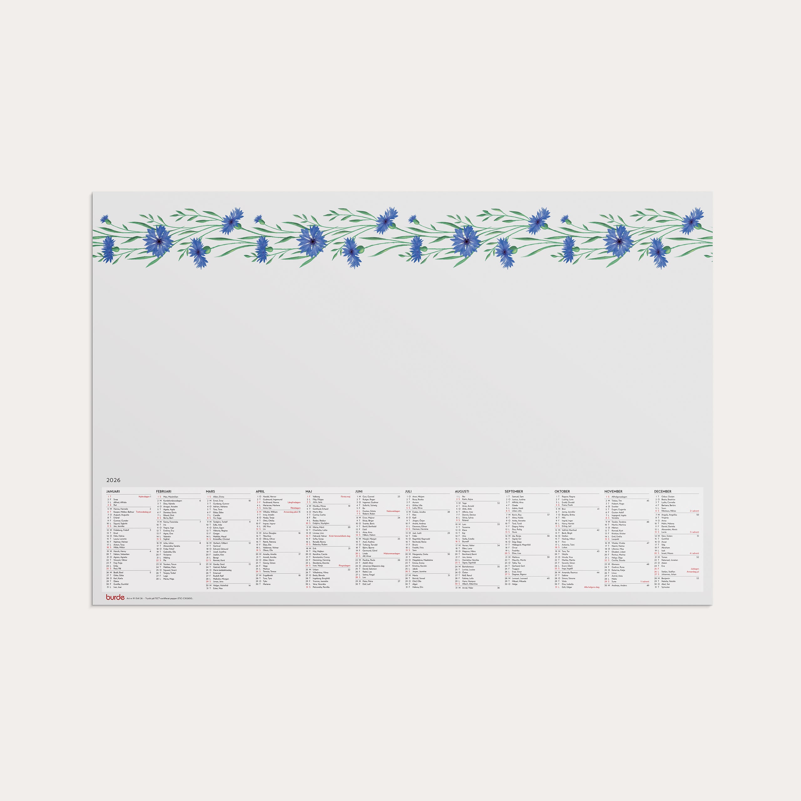 Kalender 2026 Skrivunderlägg Blomster