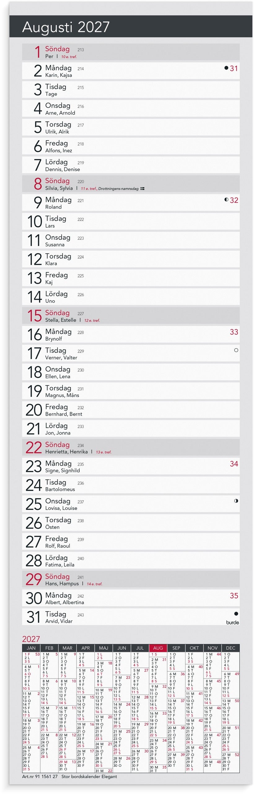 Stor Bordskalender Elegant 2027