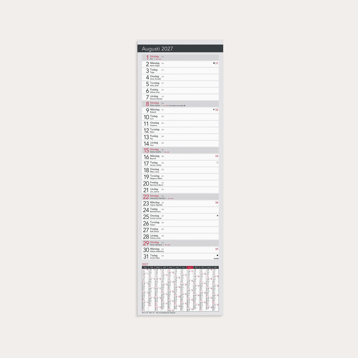 Stor Bordskalender Elegant 2027