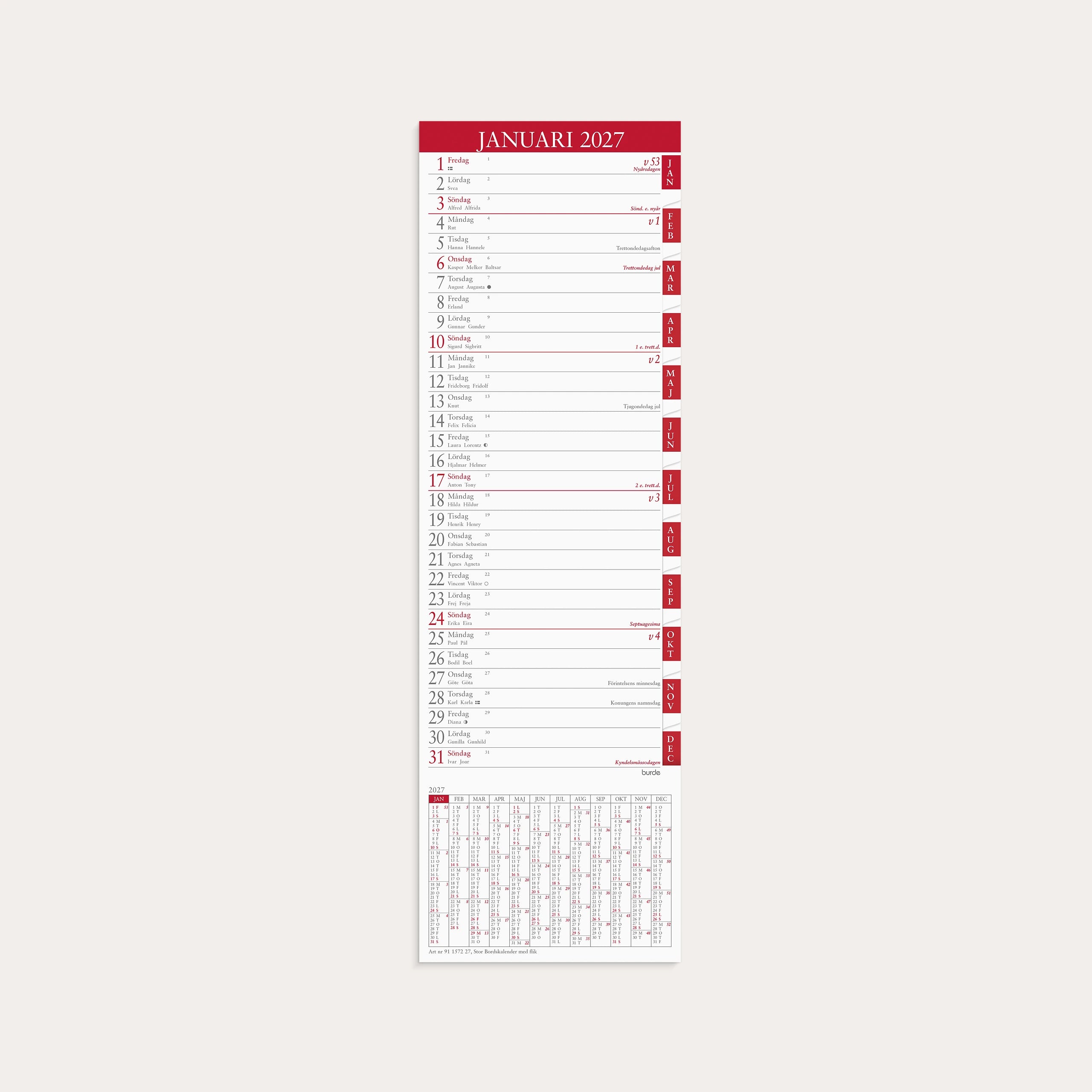 Stor Bordskalender 2027 flik