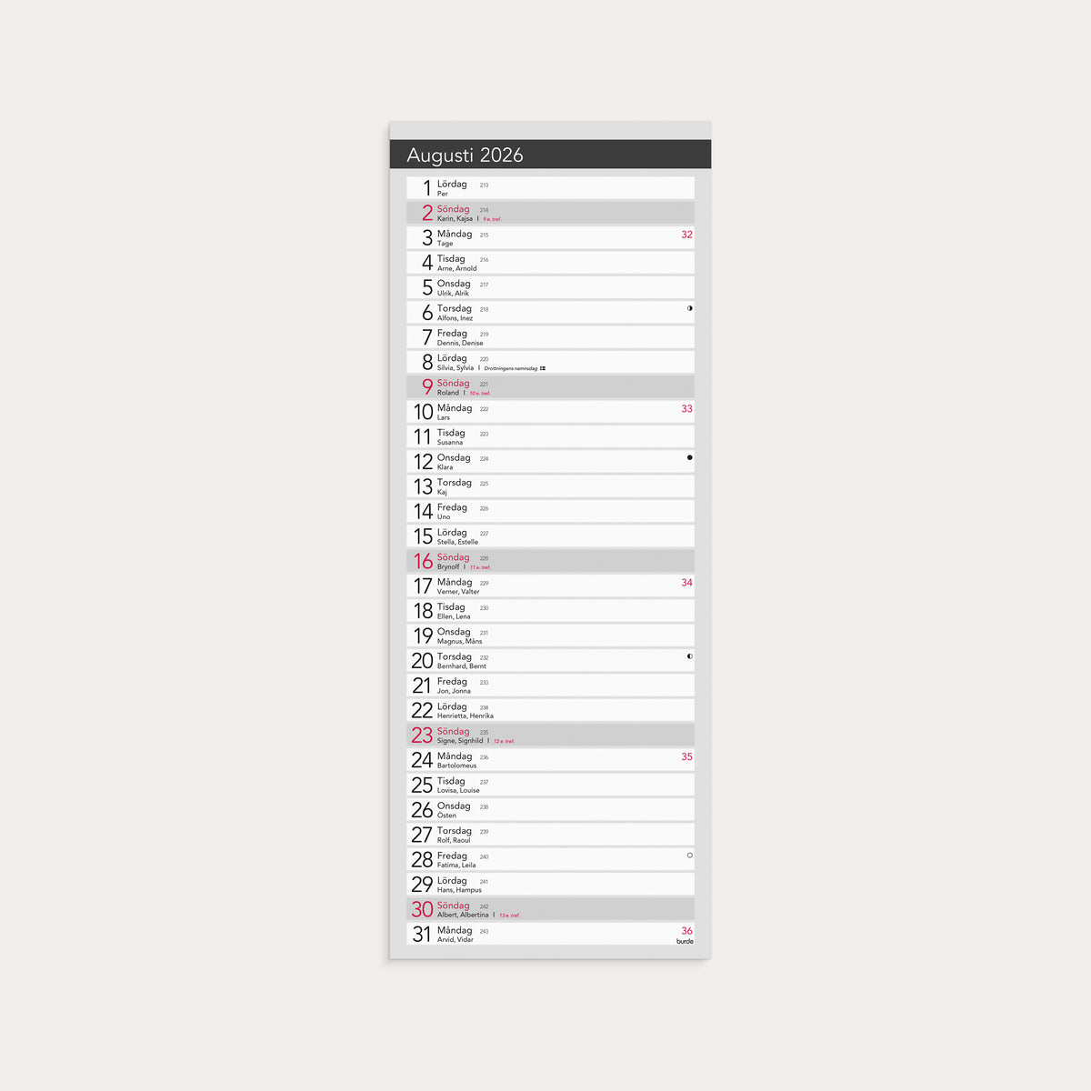 Kalender 2026 Liten Bordskalender Elegant