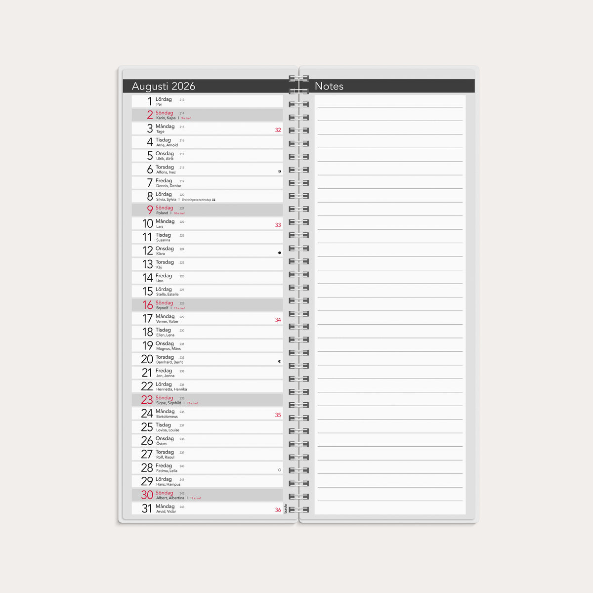 Kalender 2026 Bordskalender Elegant spiral