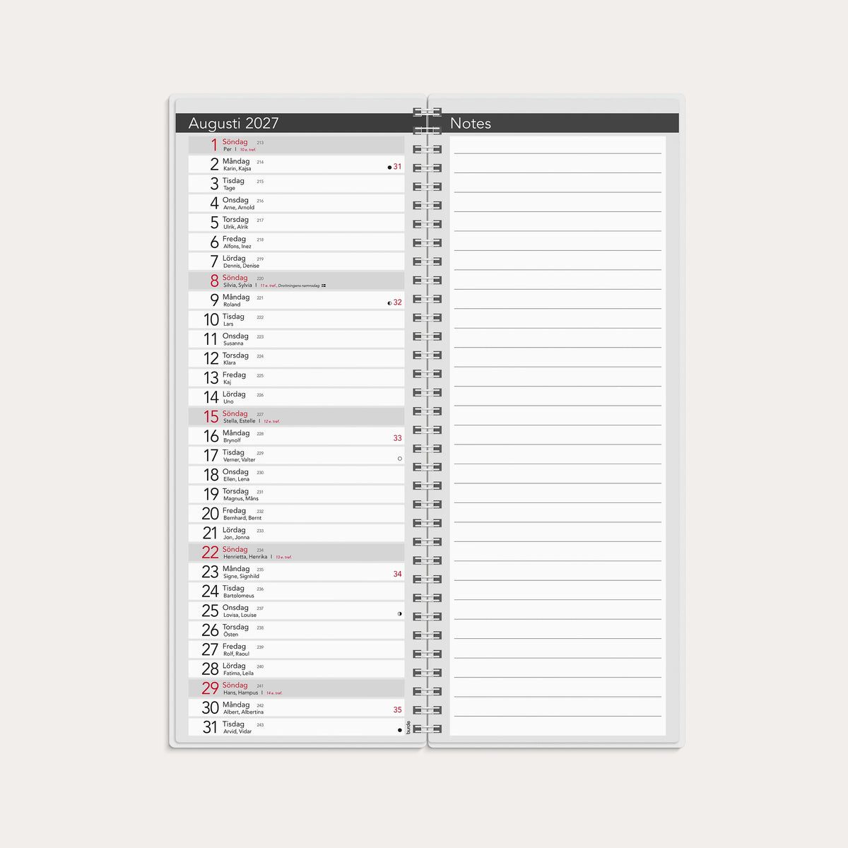 Bordskalender Elegant 2027 spiral