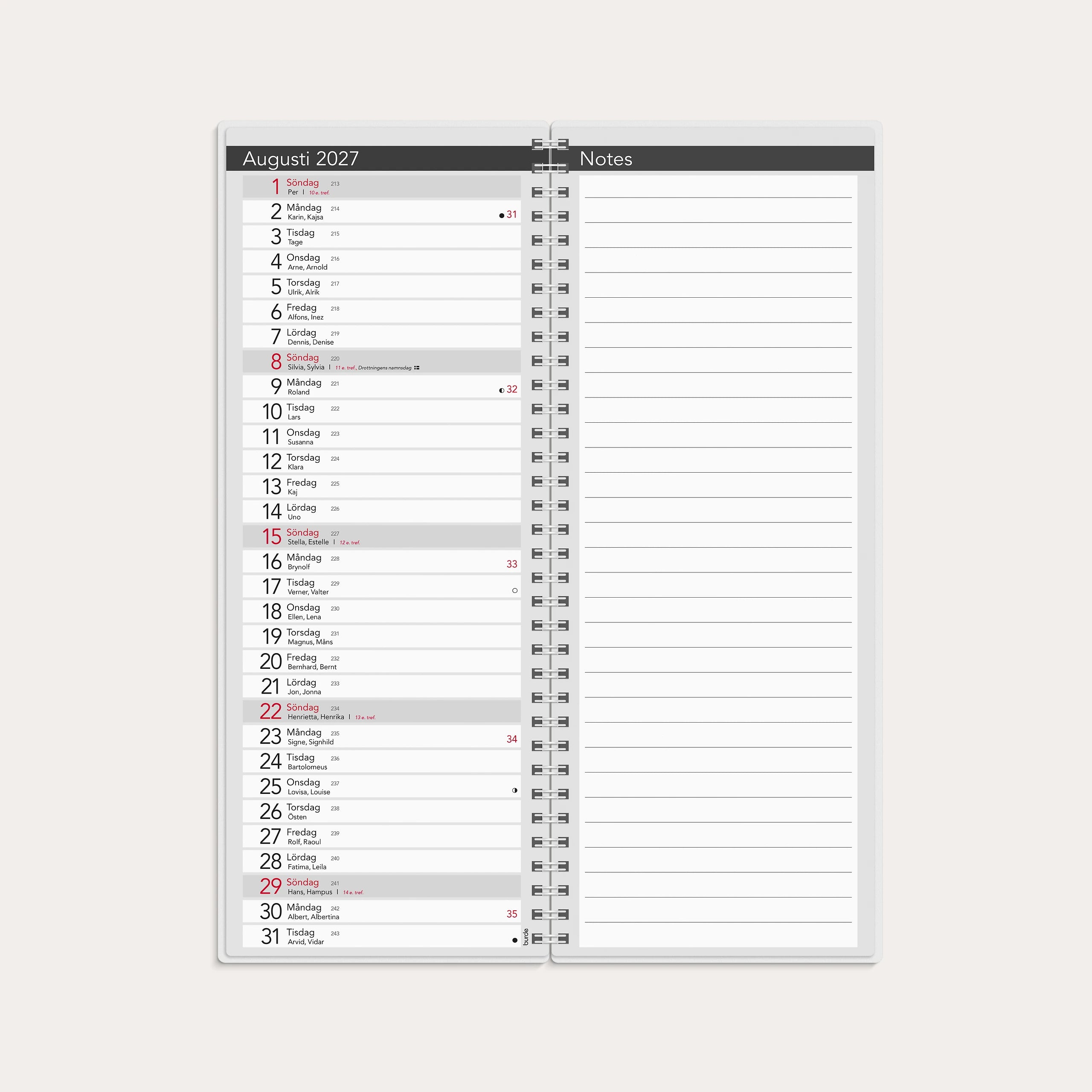 Bordskalender Elegant 2027 spiral