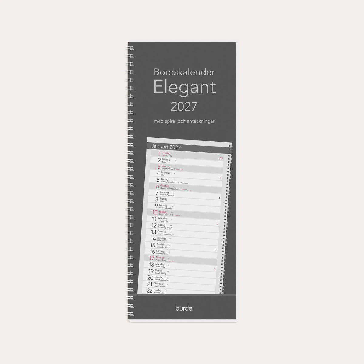 Bordskalender Elegant 2027 spiral