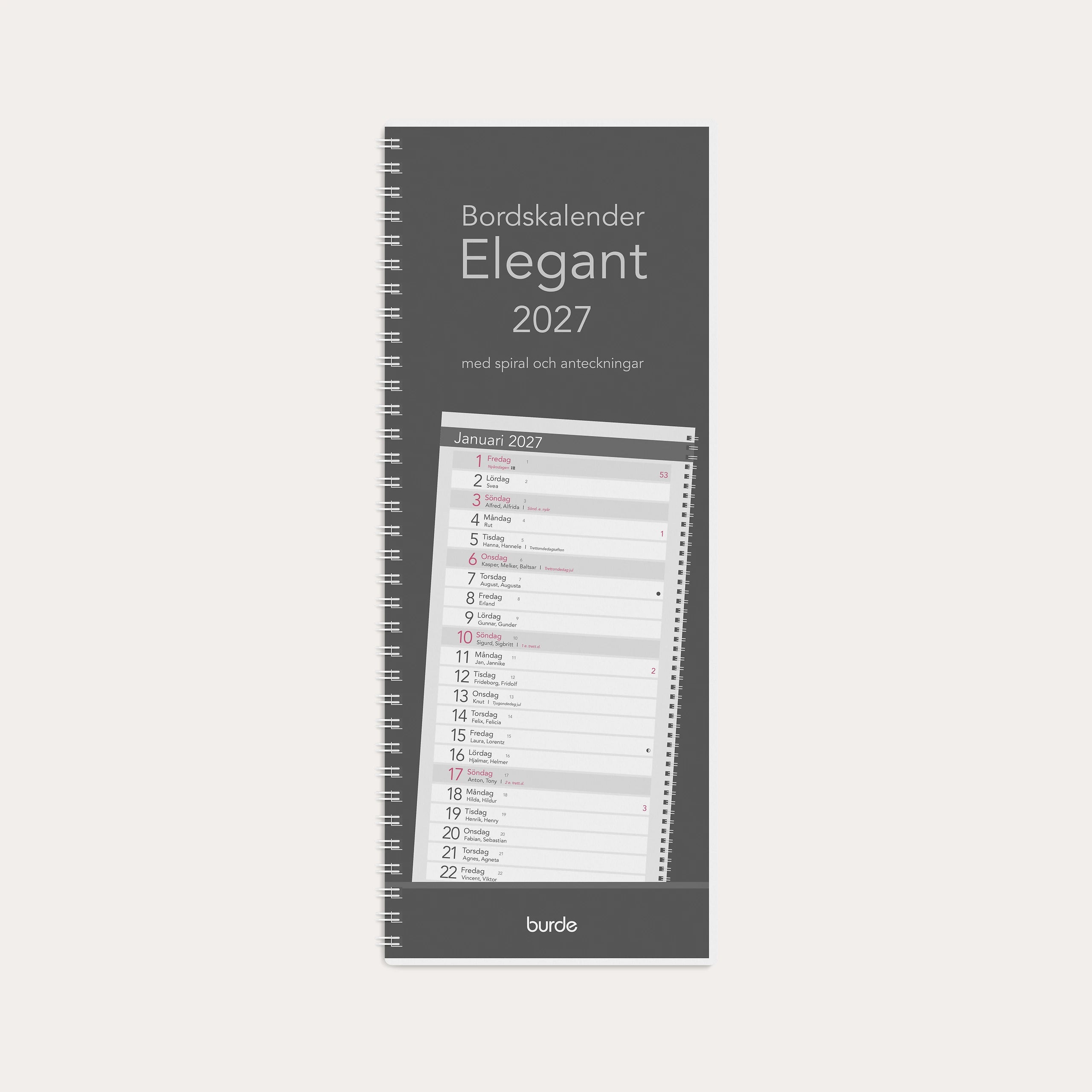Bordskalender Elegant 2027 spiral