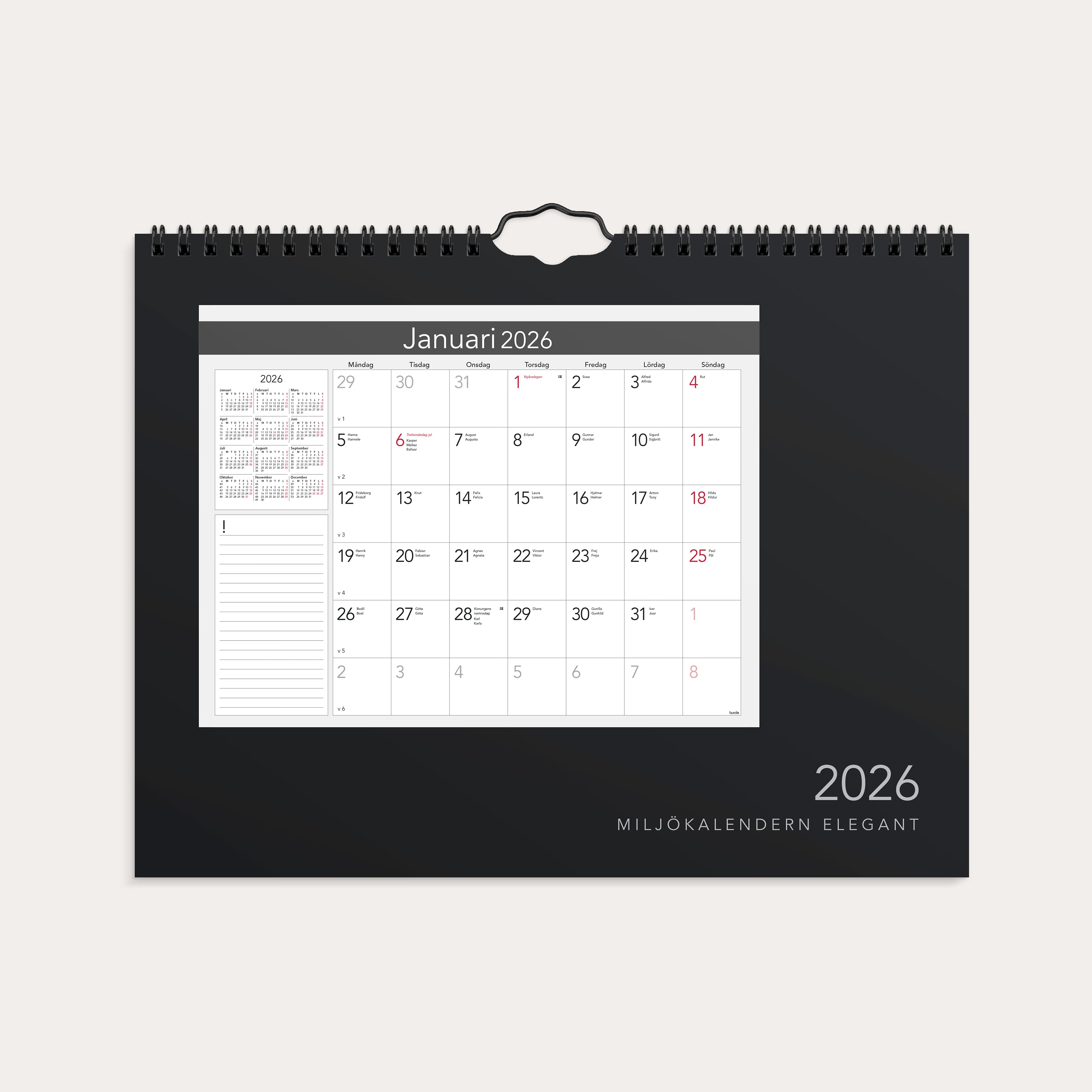 Väggkalender 2026 Miljökalendern Elegant
