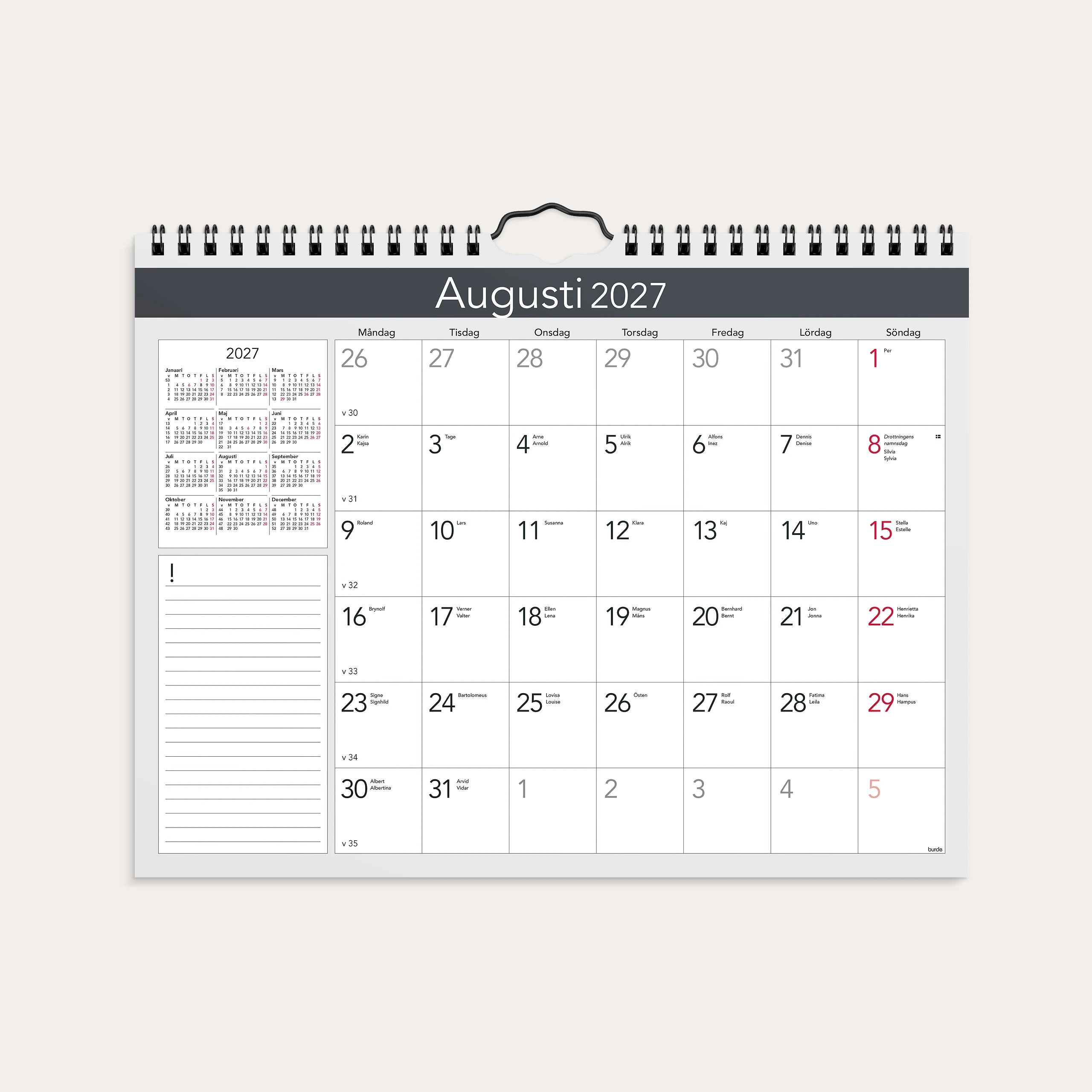 Väggkalender 2027  Elegant