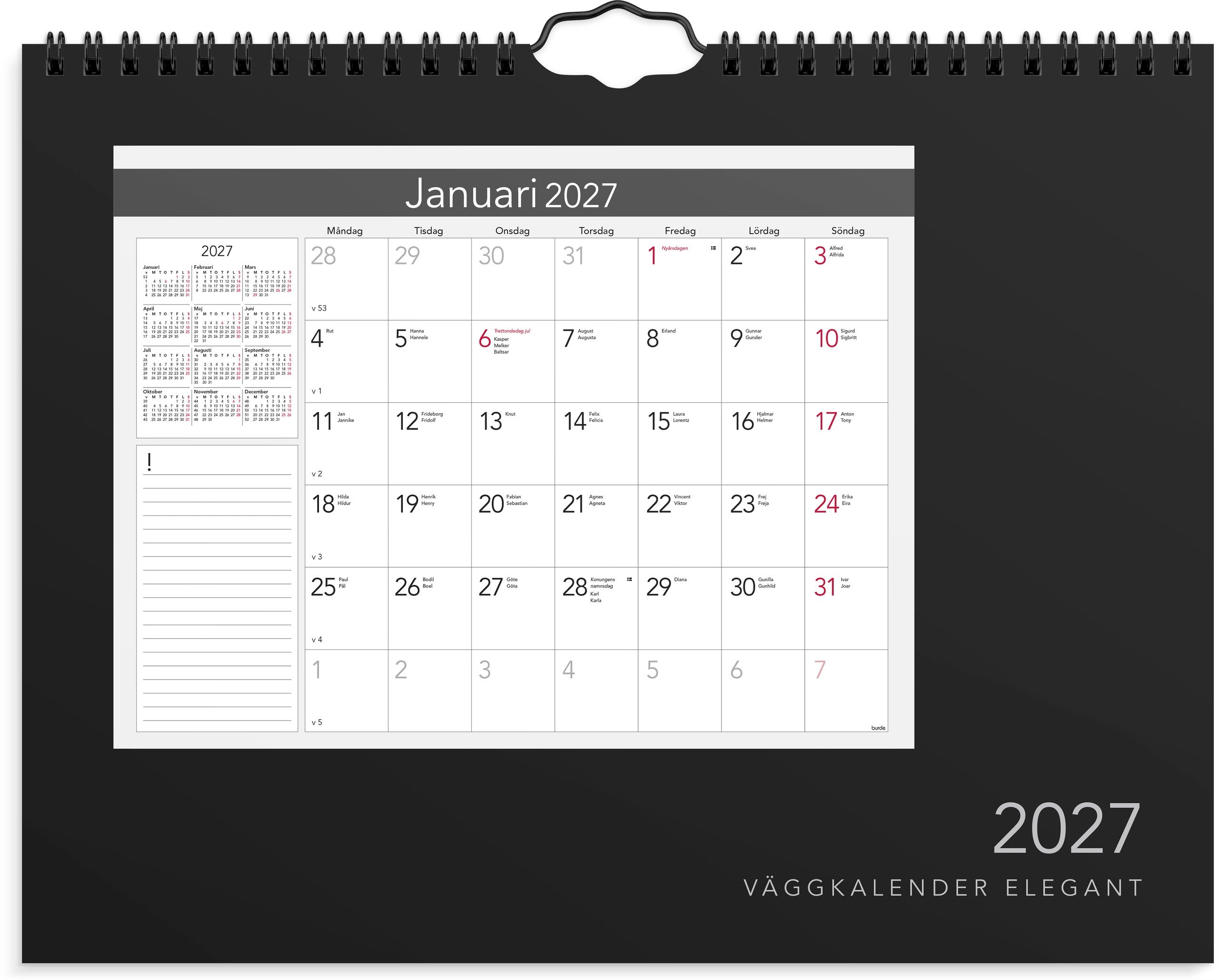 Väggkalender 2027  Elegant