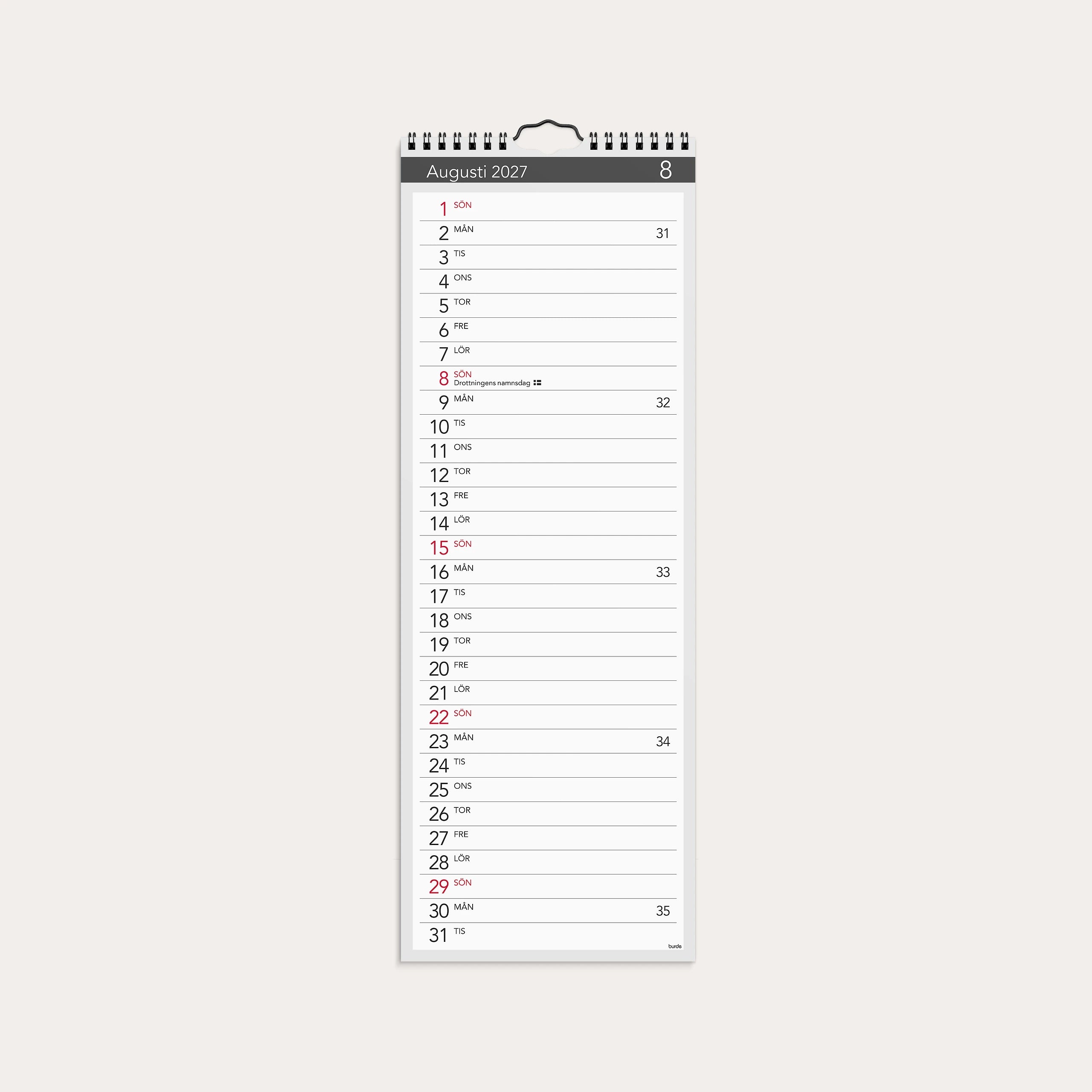 Lilla Väggkalender 2027 Elegant