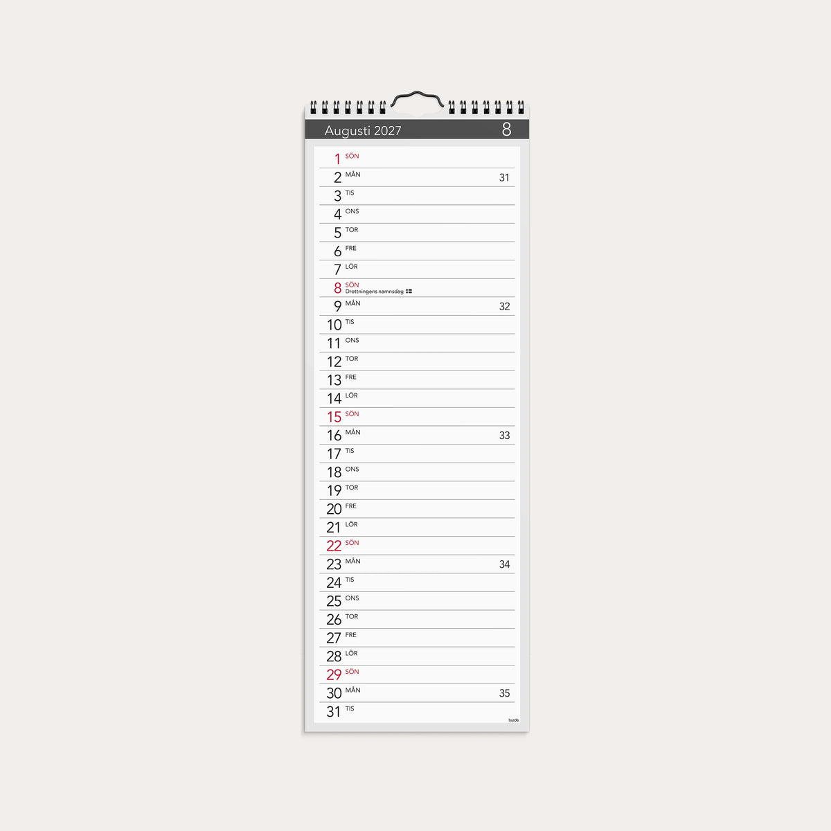 Lilla Väggkalender 2027 Elegant