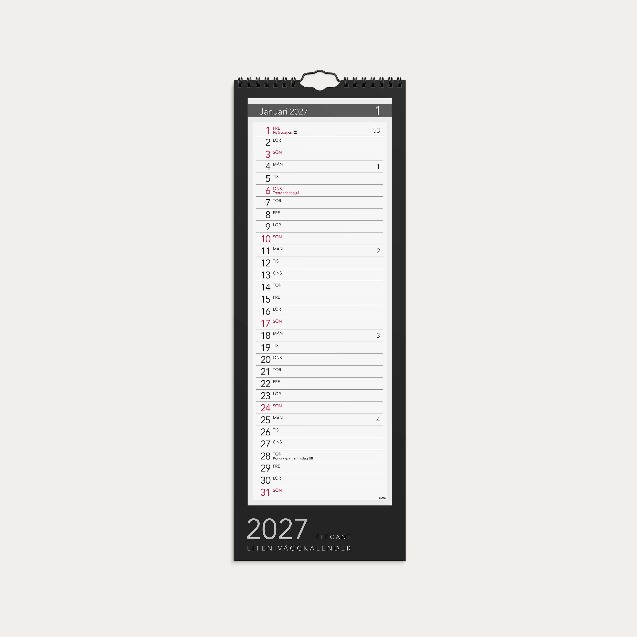 Lilla Väggkalender 2027 Elegant