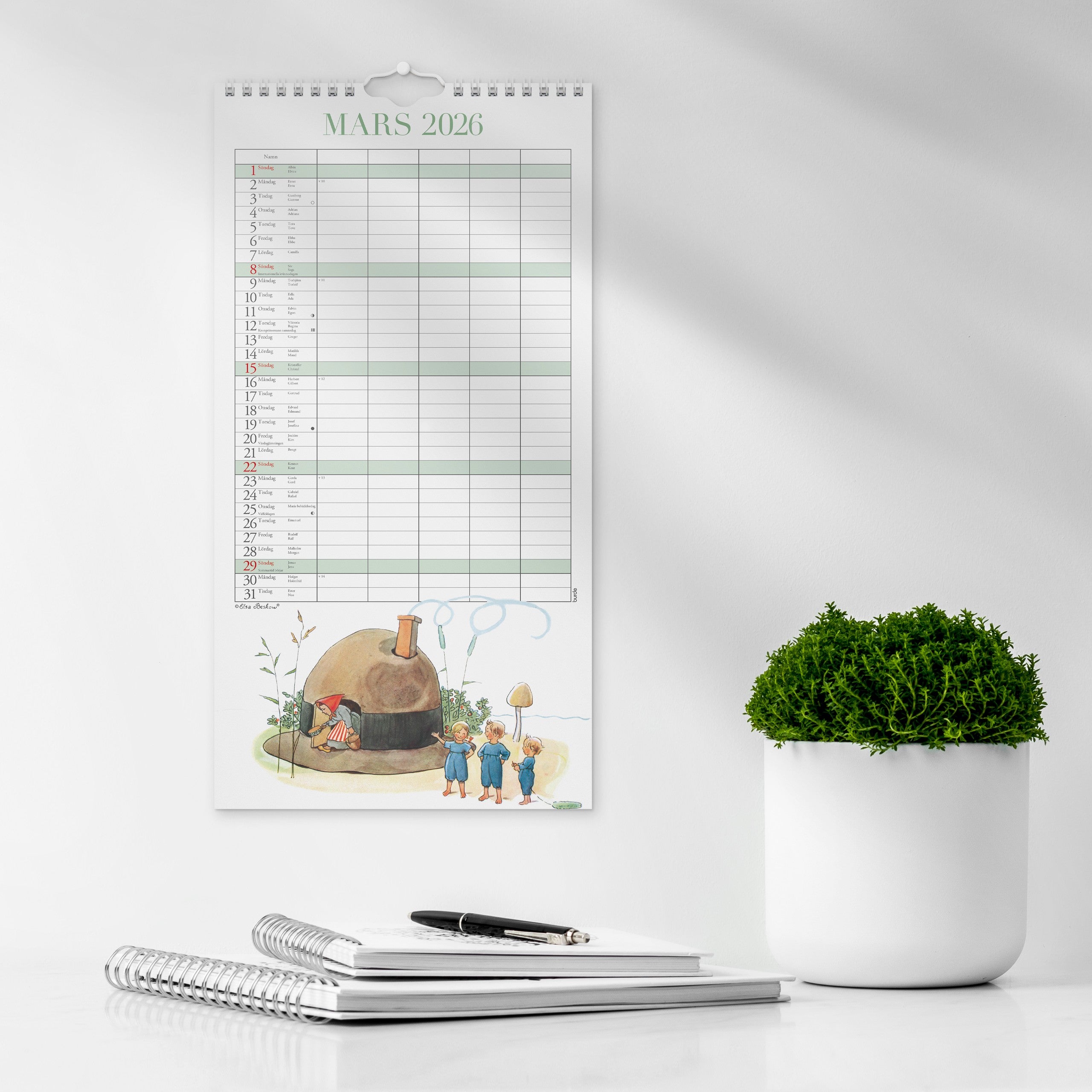 Familjekalender 2026 Elsa Beskow