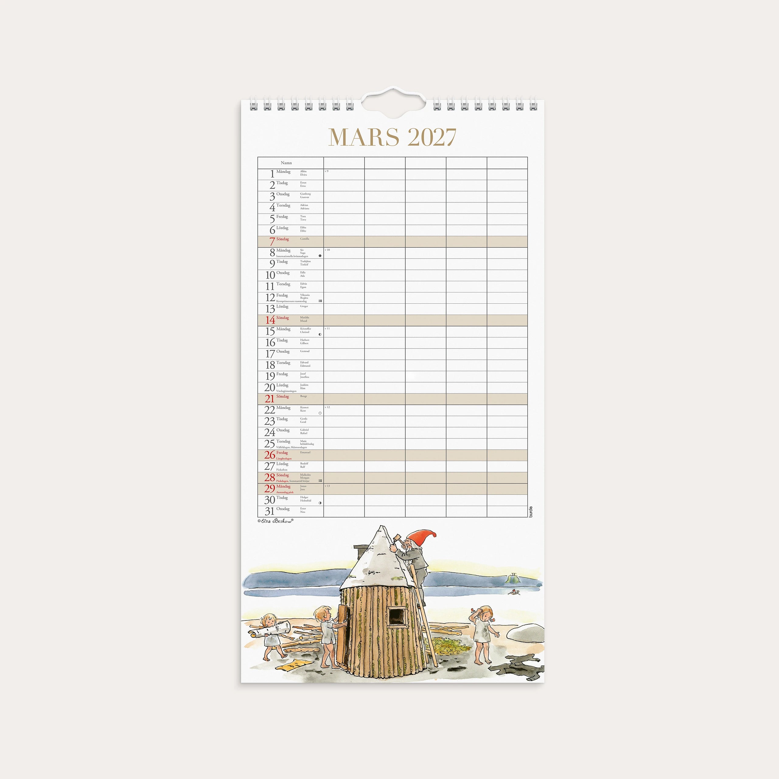 Familjekalender 2027 Elsa Beskow