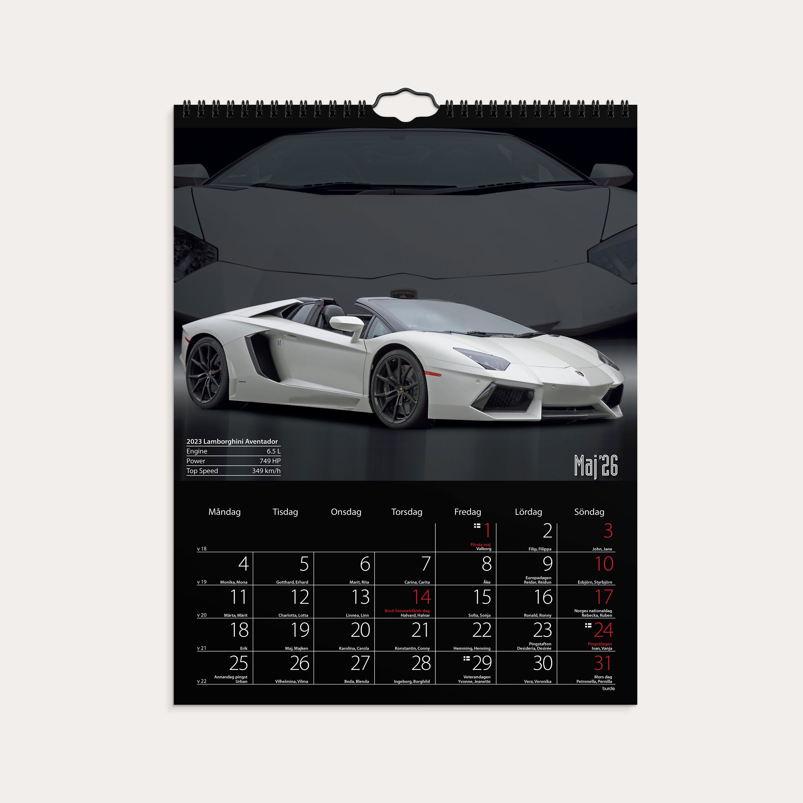 Väggkalender 2026 Bilar