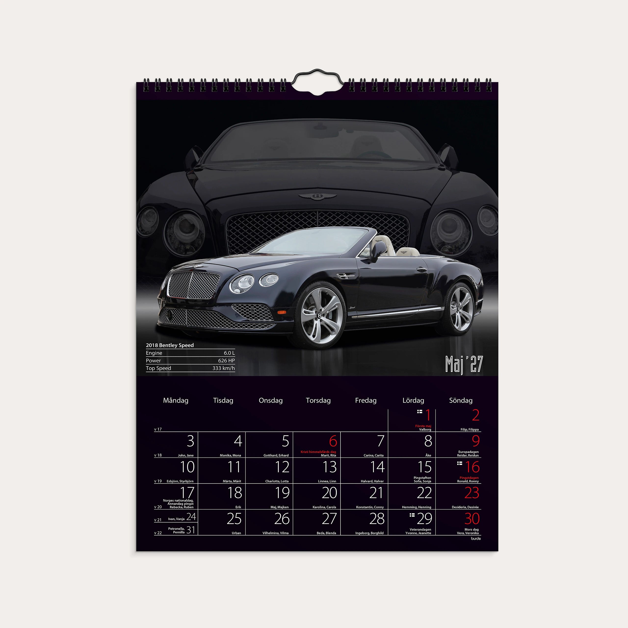 Väggkalender 2027 Bilar