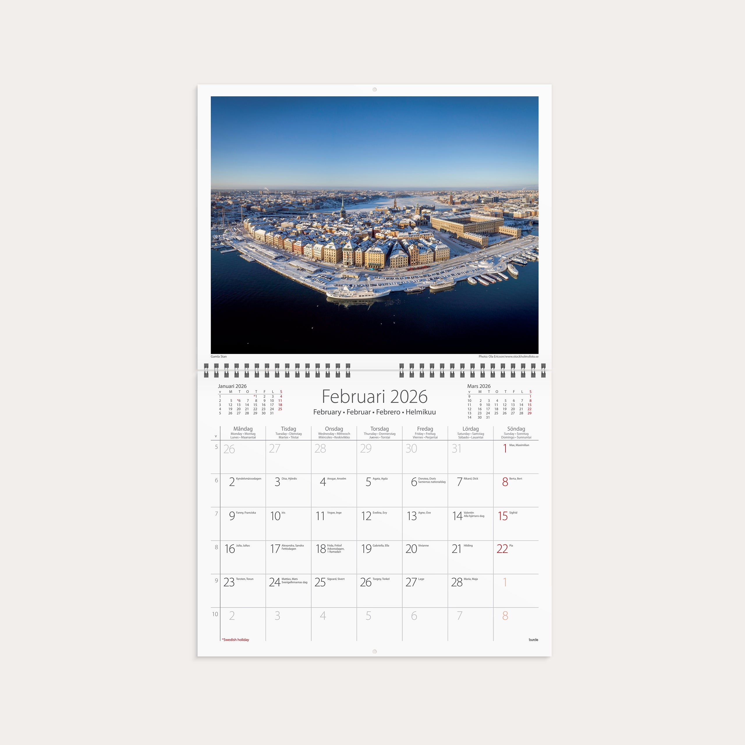 Väggkalender 2026 Stockholm