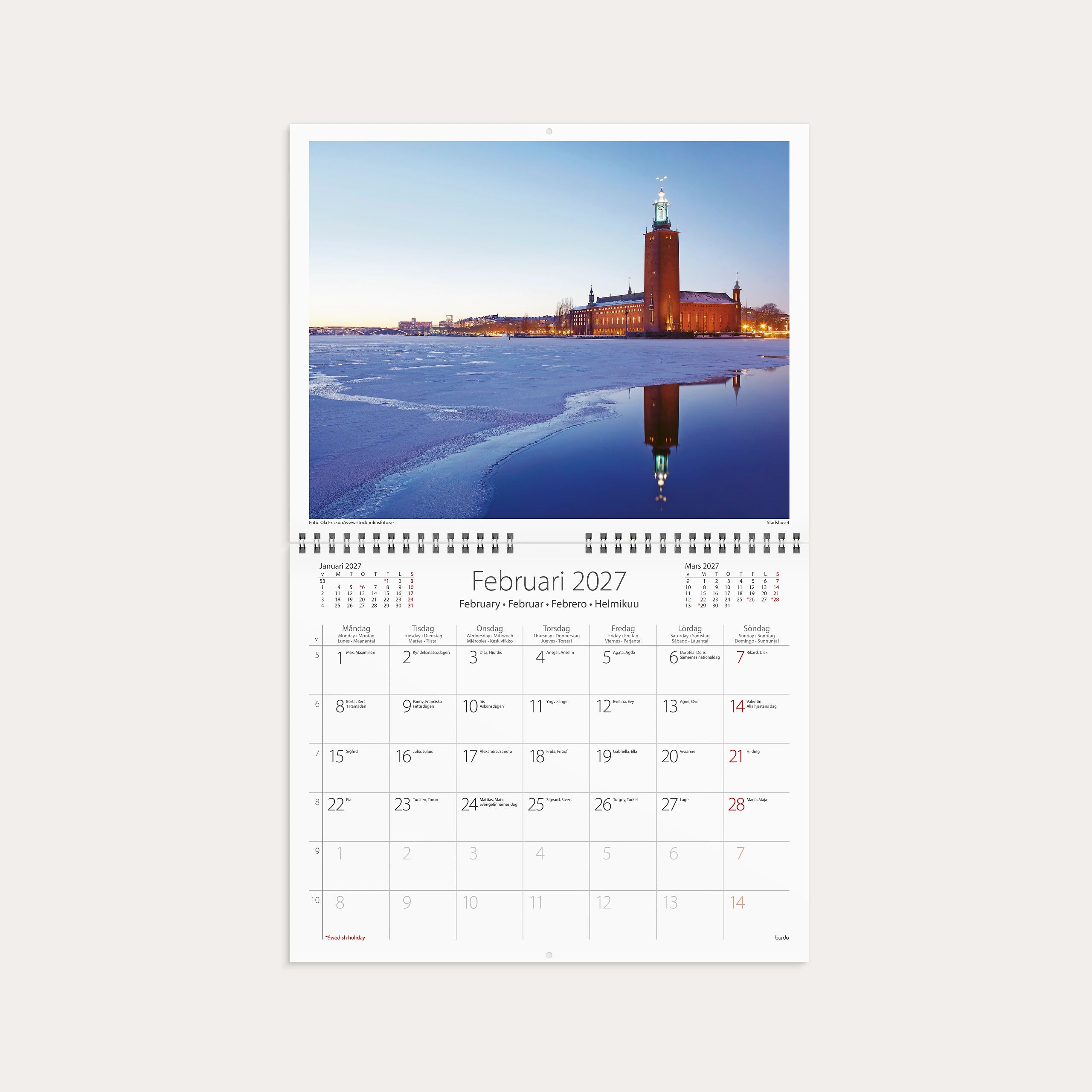 Väggkalender 2027 Stockholm