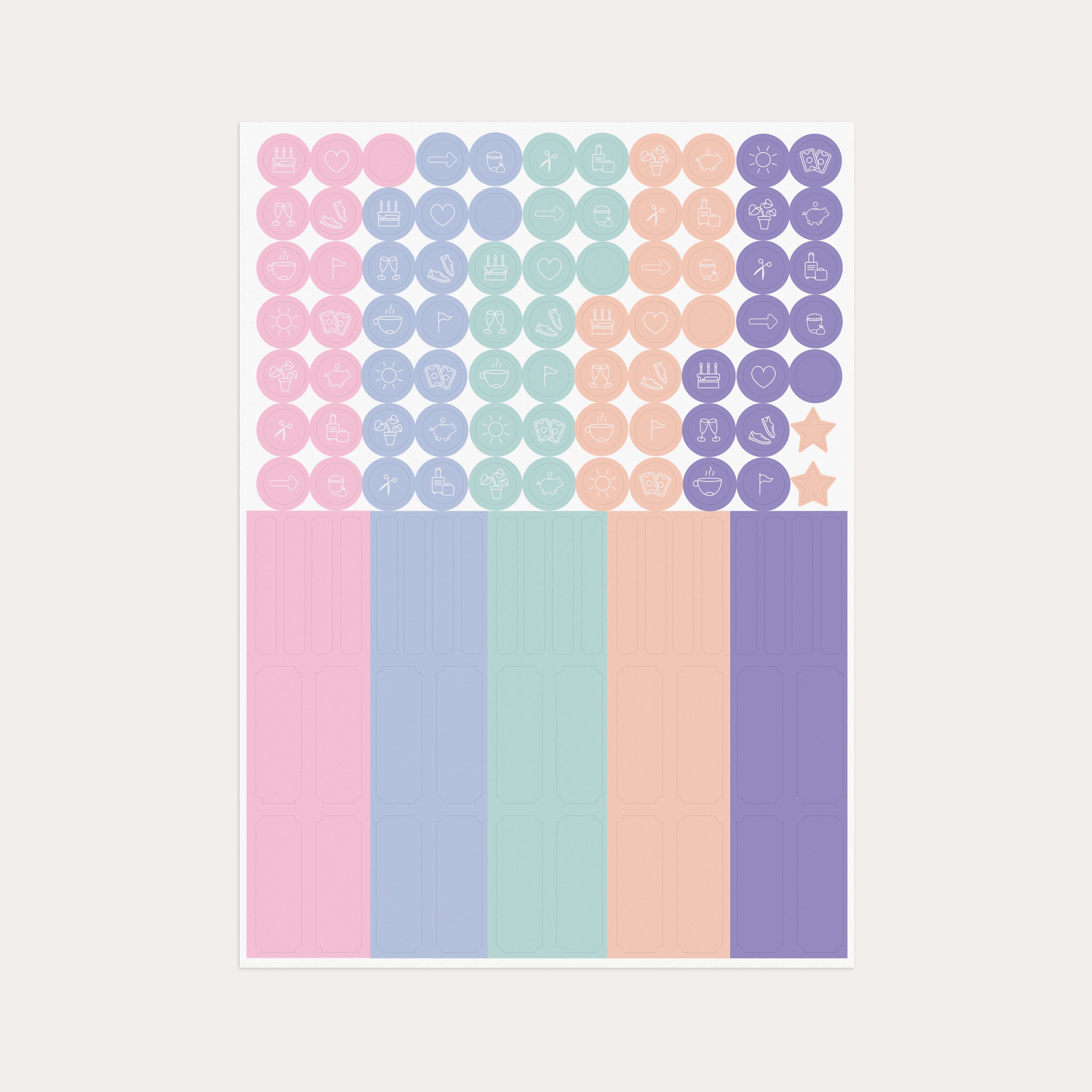 Familjekalender 2026 Pastell stickers