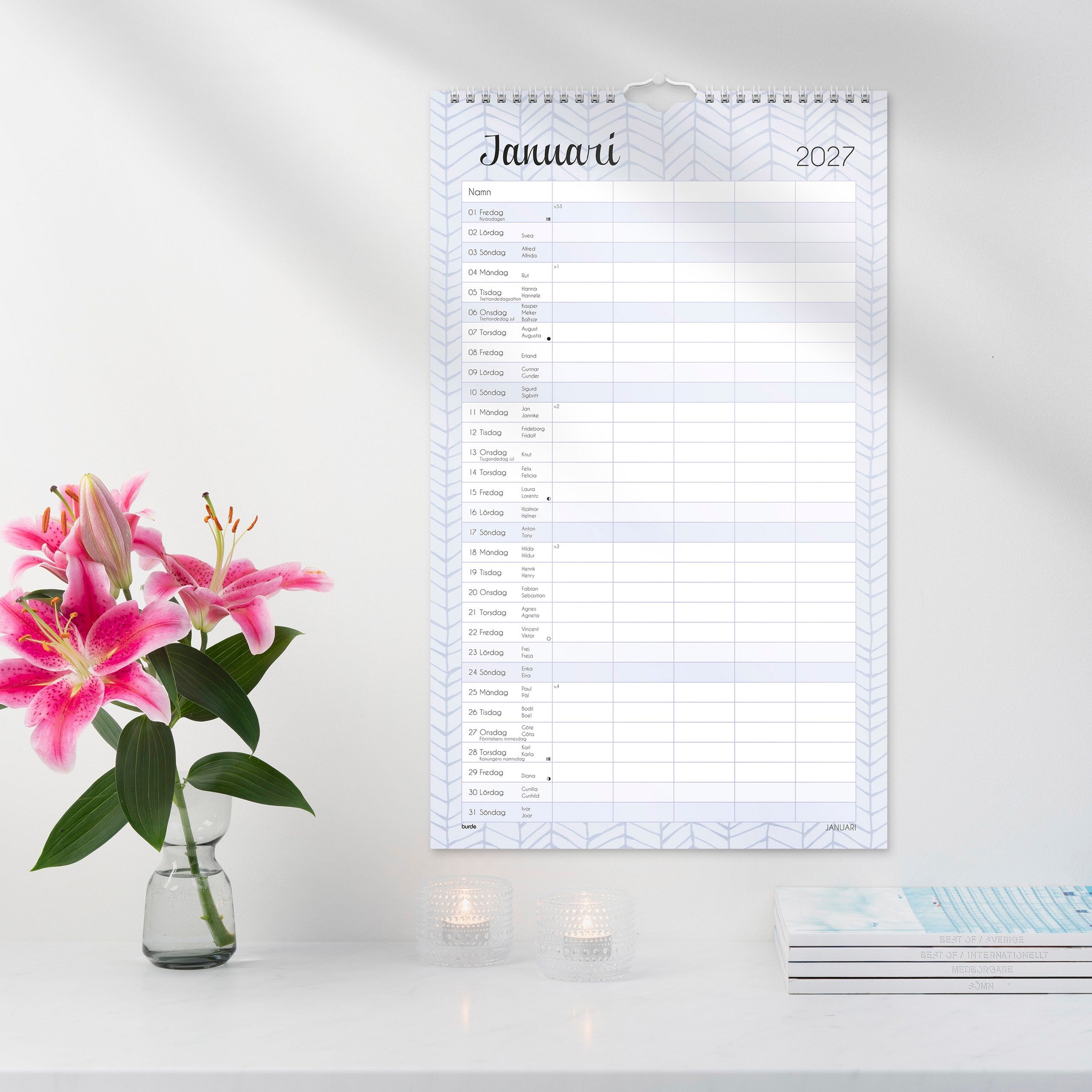 Familjekalender Pastell 2027 stickers
