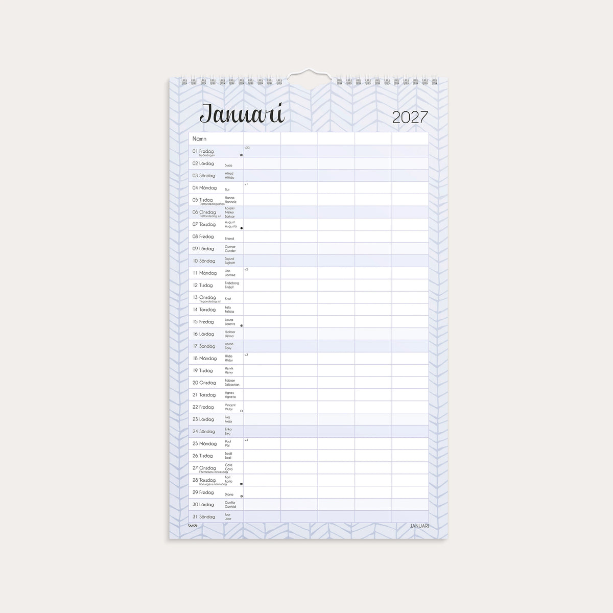Familjekalender Pastell 2027 stickers