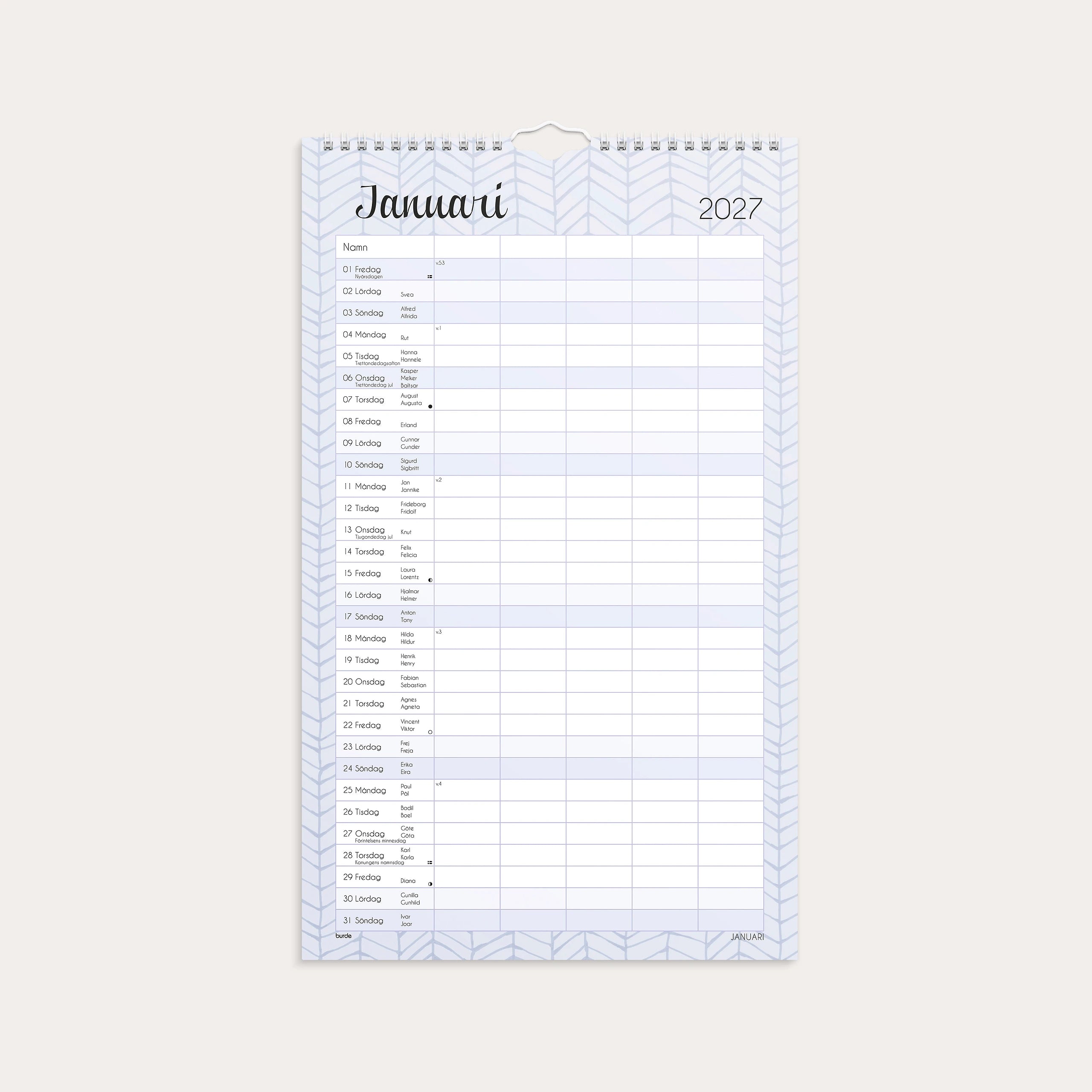 Familjekalender Pastell 2027 stickers