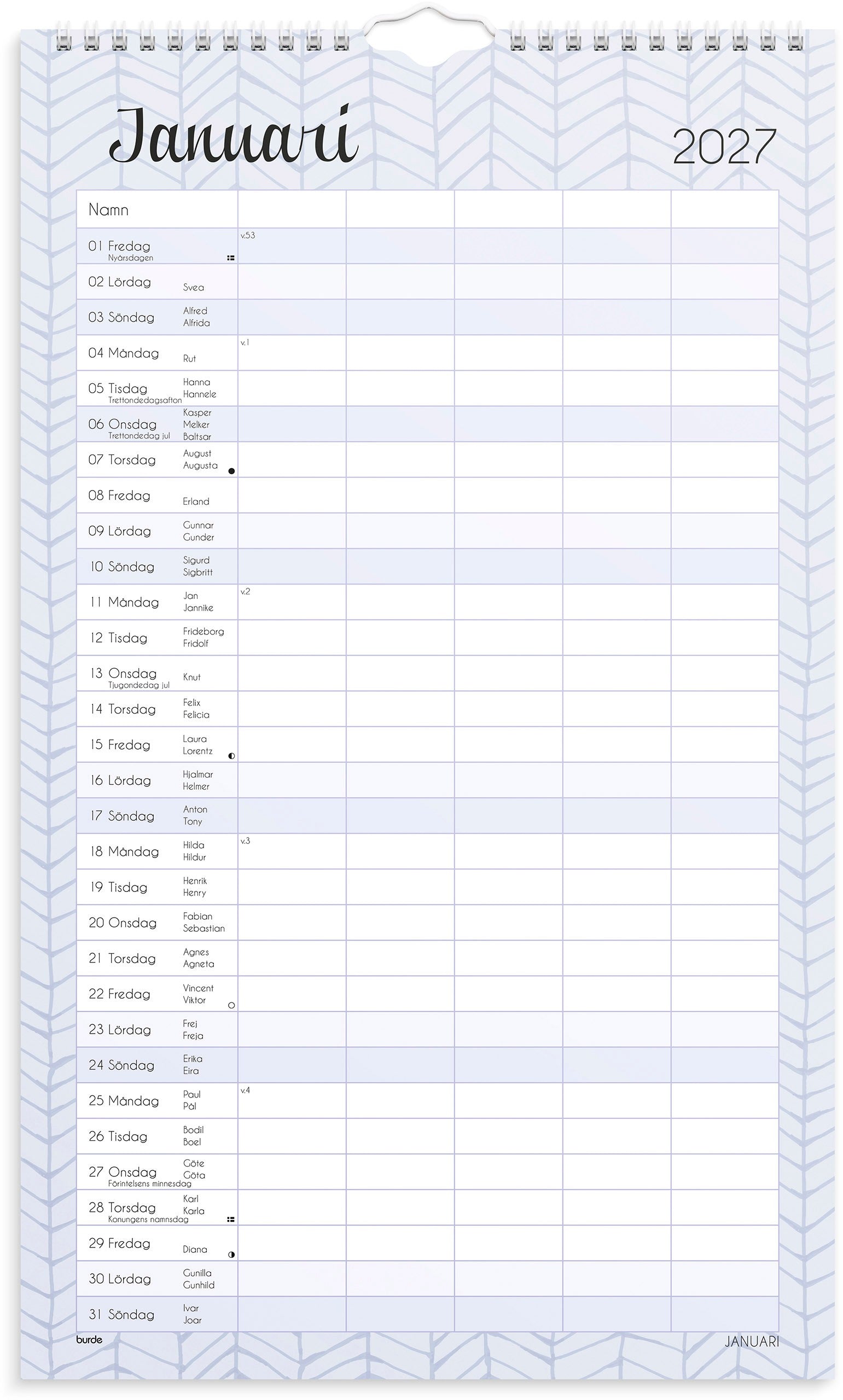 Familjekalender Pastell 2027 stickers