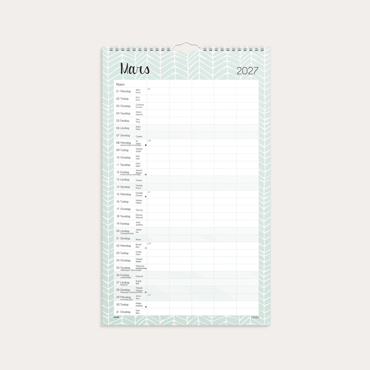 Familjekalender Pastell 2027 stickers