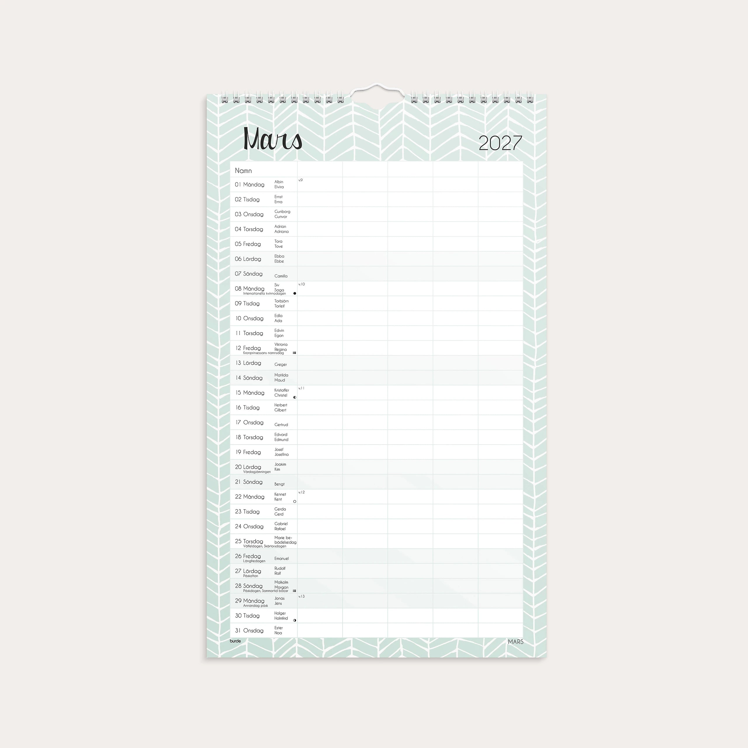 Familjekalender Pastell 2027 stickers