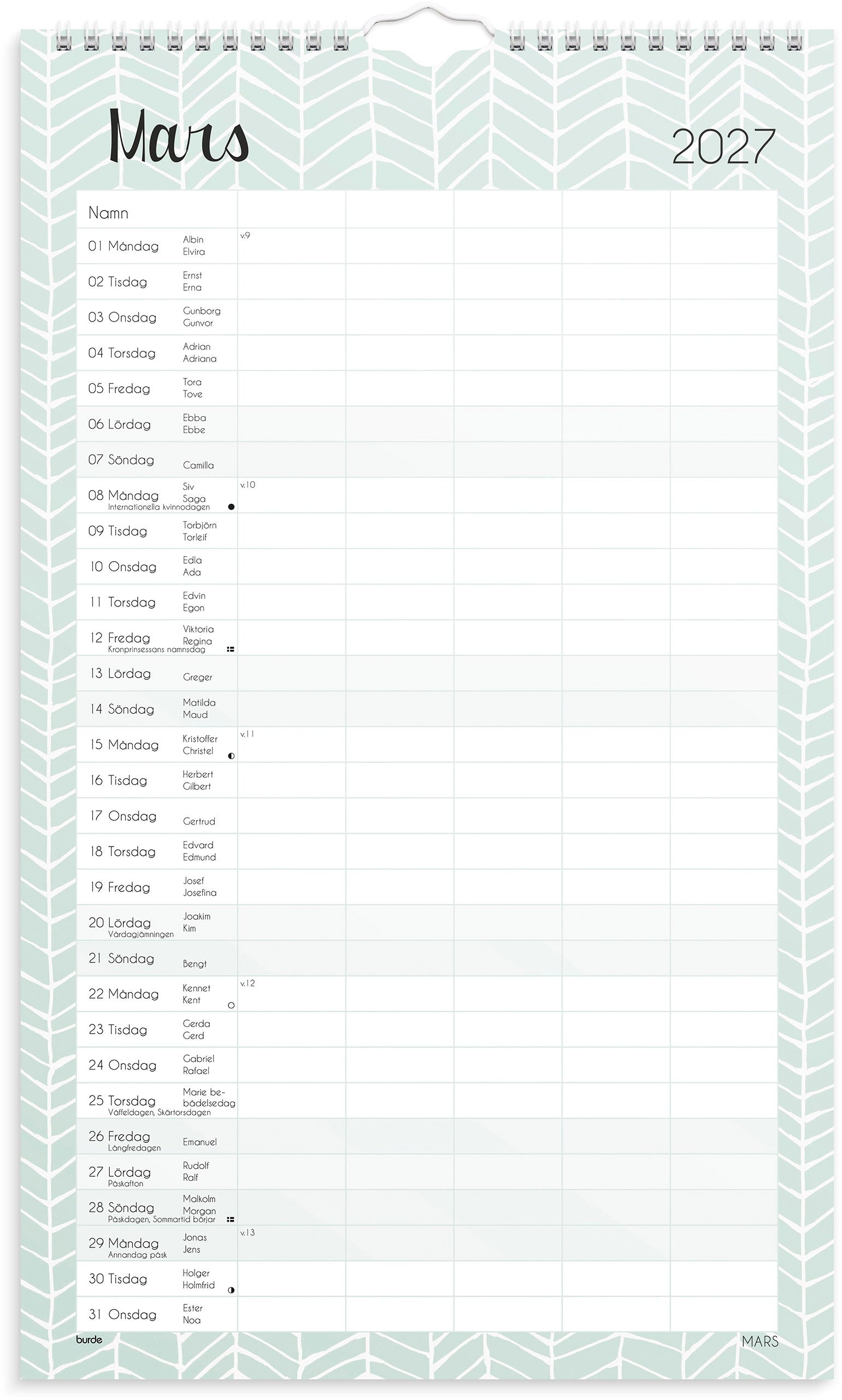 Familjekalender Pastell 2027 stickers