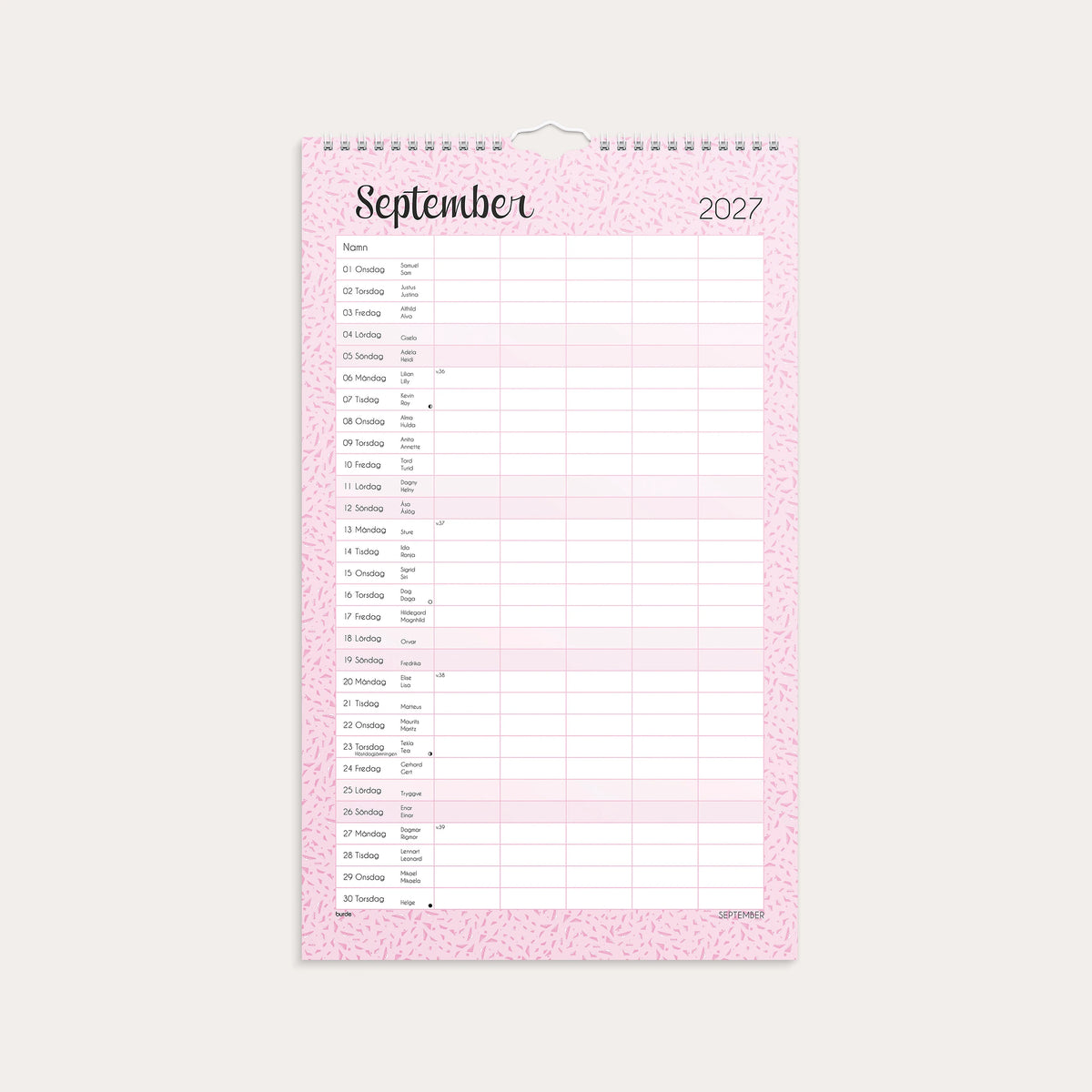 Familjekalender Pastell 2027 stickers