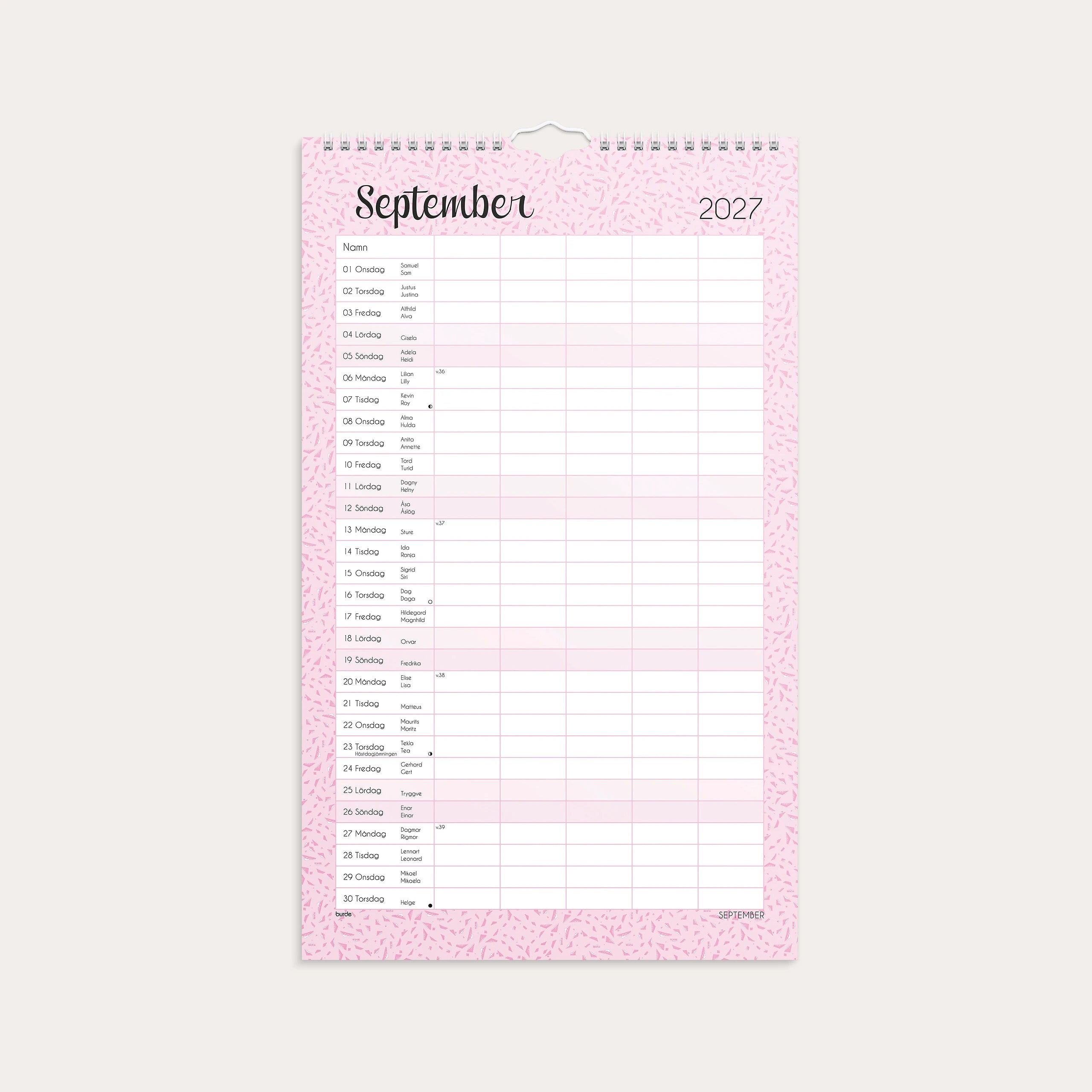 Familjekalender Pastell 2027 stickers
