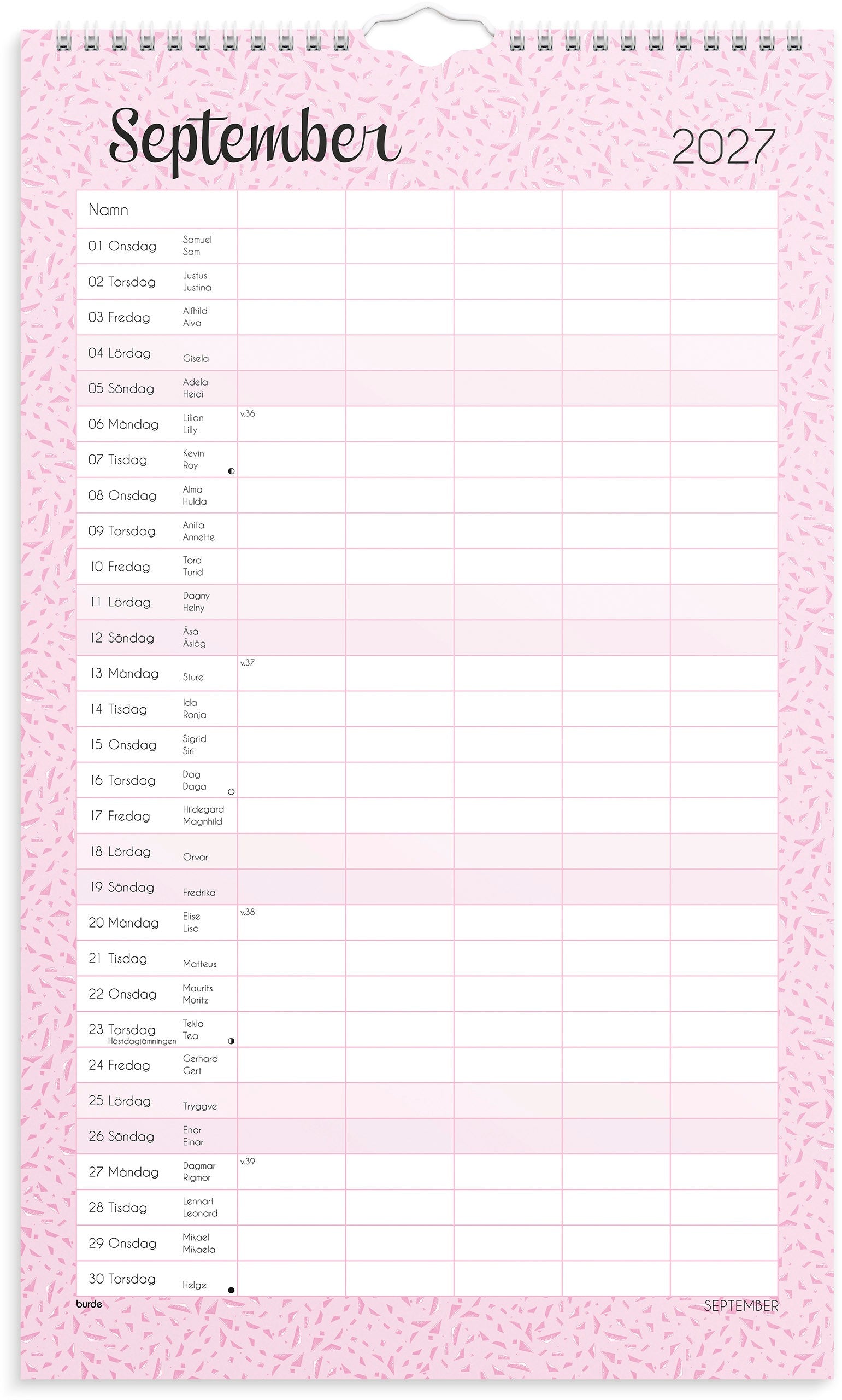 Familjekalender Pastell 2027 stickers
