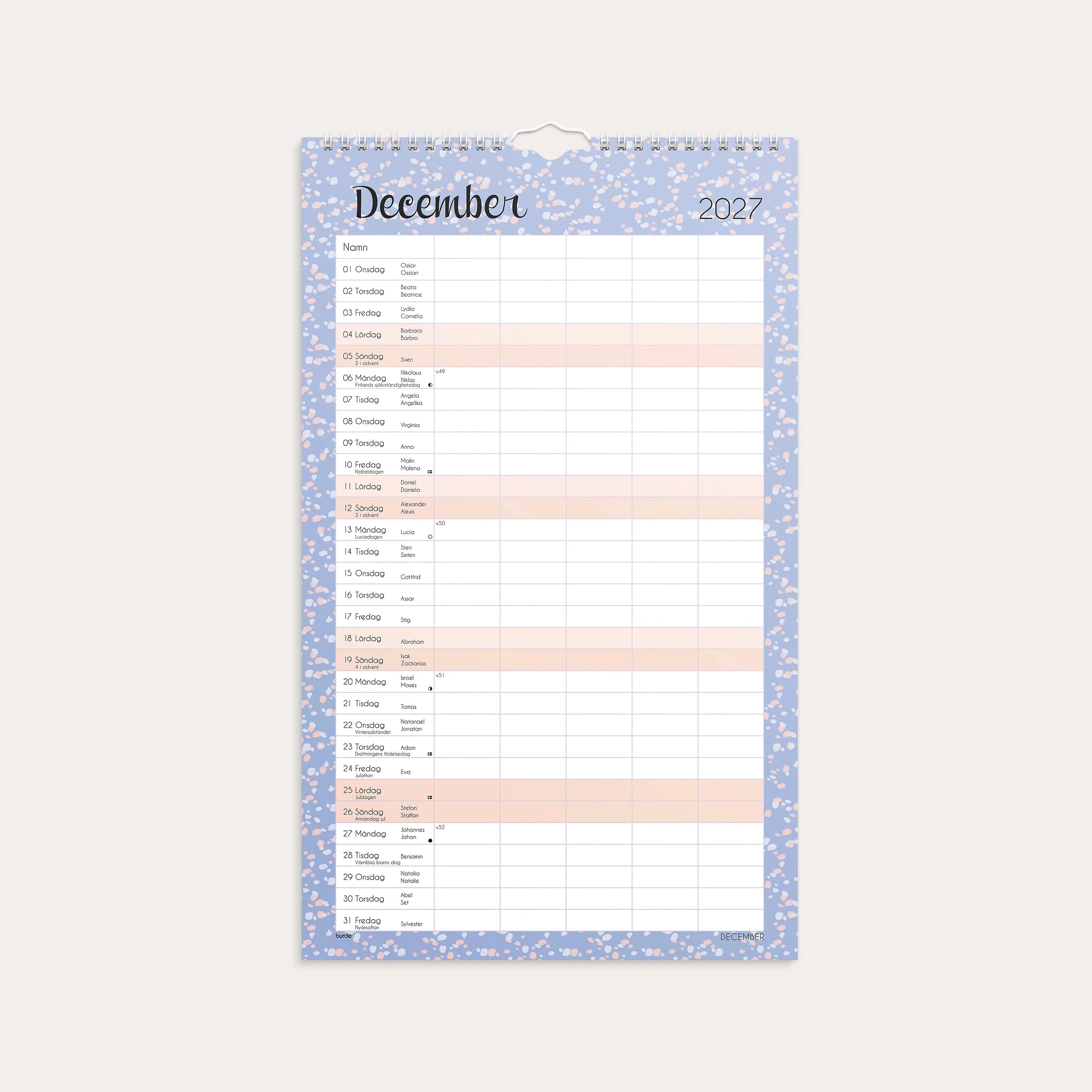 Familjekalender Pastell 2027 stickers